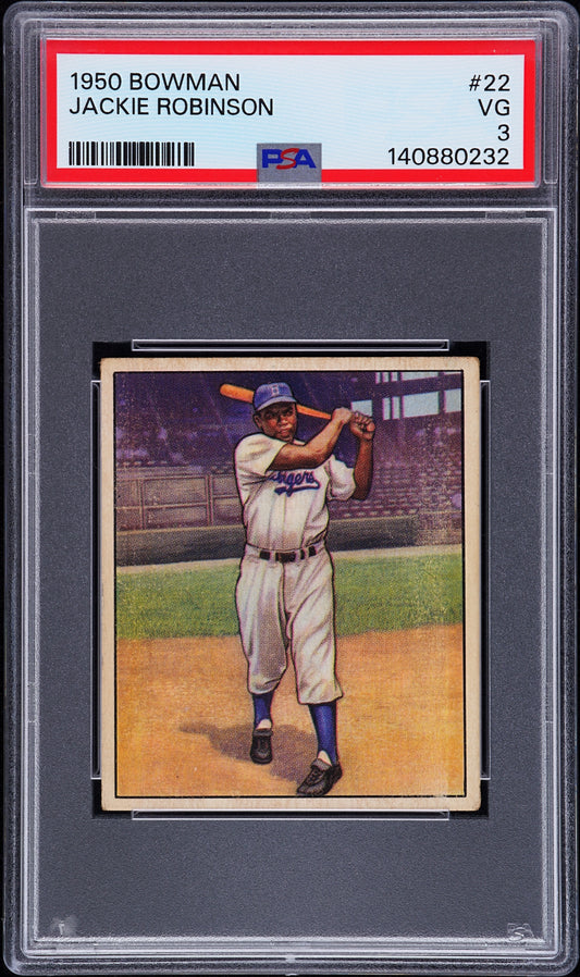1950 Bowman #22 Jackie Robinson PSA 3 VG Nice Eye Appeal New Label