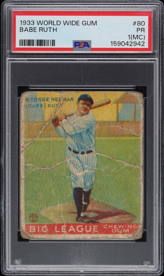 1933 Canadian Goudey World Wide Gum #80 Babe Ruth PSA 1 mc