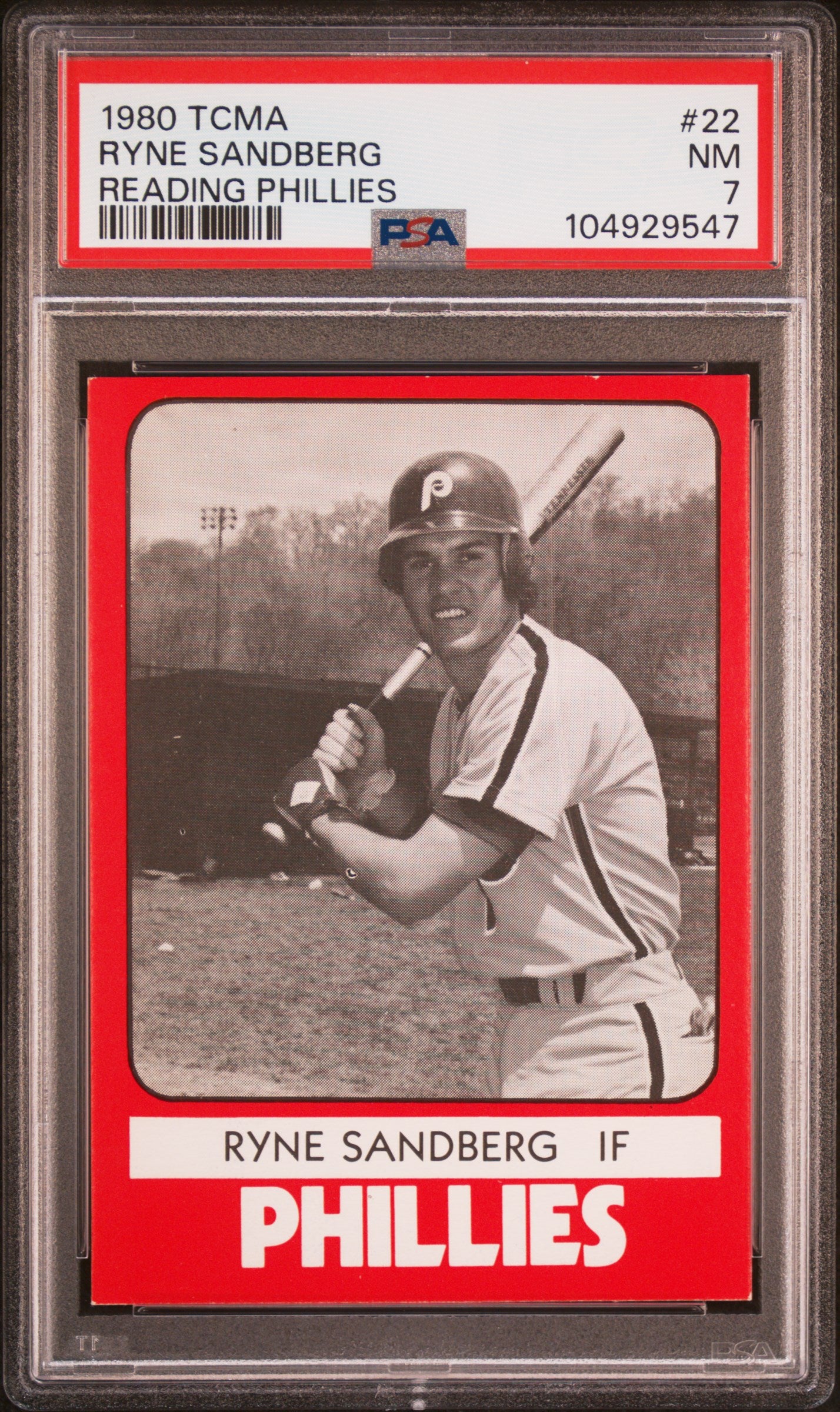 1980 TCMA Reading Phillies #22 Ryne Sandberg XRC Rookie PSA 7 New Label