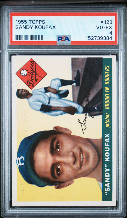 1955 Topps #123 Sandy Koufax RC Rookie PSA 4 VG-EX New Label