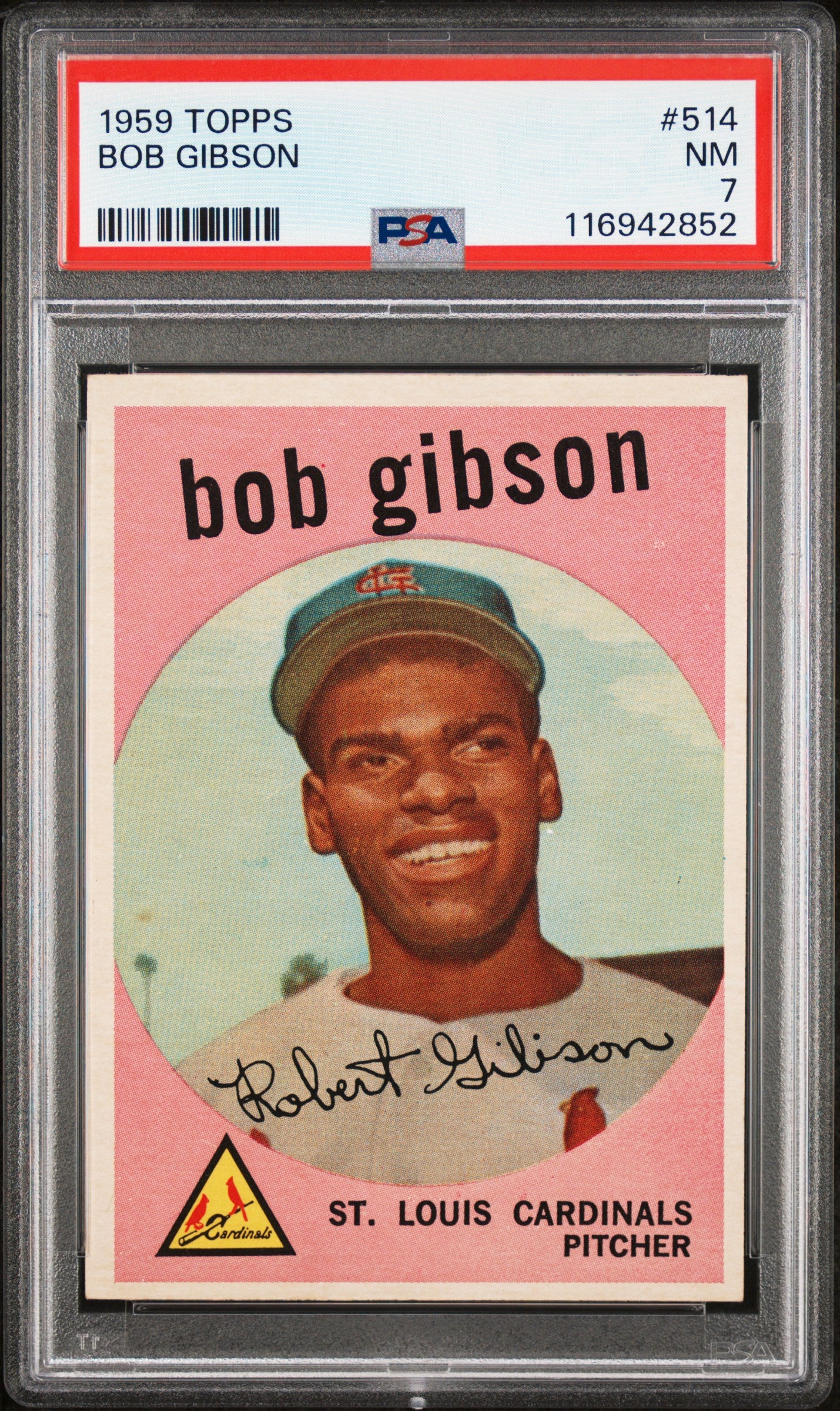 1959 Topps #514 Bob Gibson RC Rookie PSA 7 NM Near Mint New Label