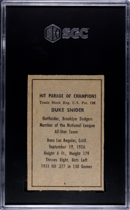 1952 Berk Ross Duke Snider SGC 8 NM-MT High Grade Well Centered