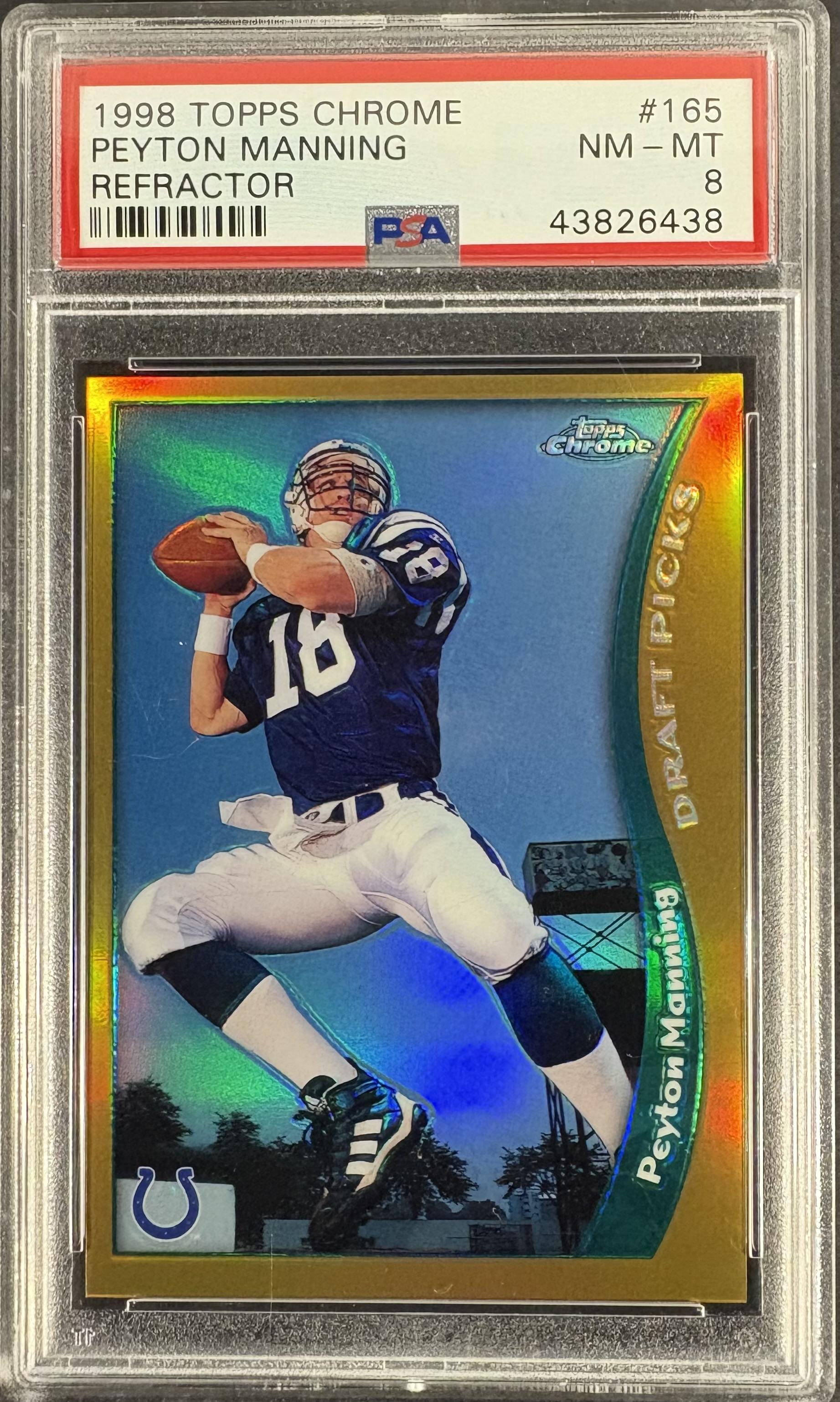 1998 Topps Chrome #360 Peyton Manning REFRACTOR RC Rookie PSA 8 NM-MT