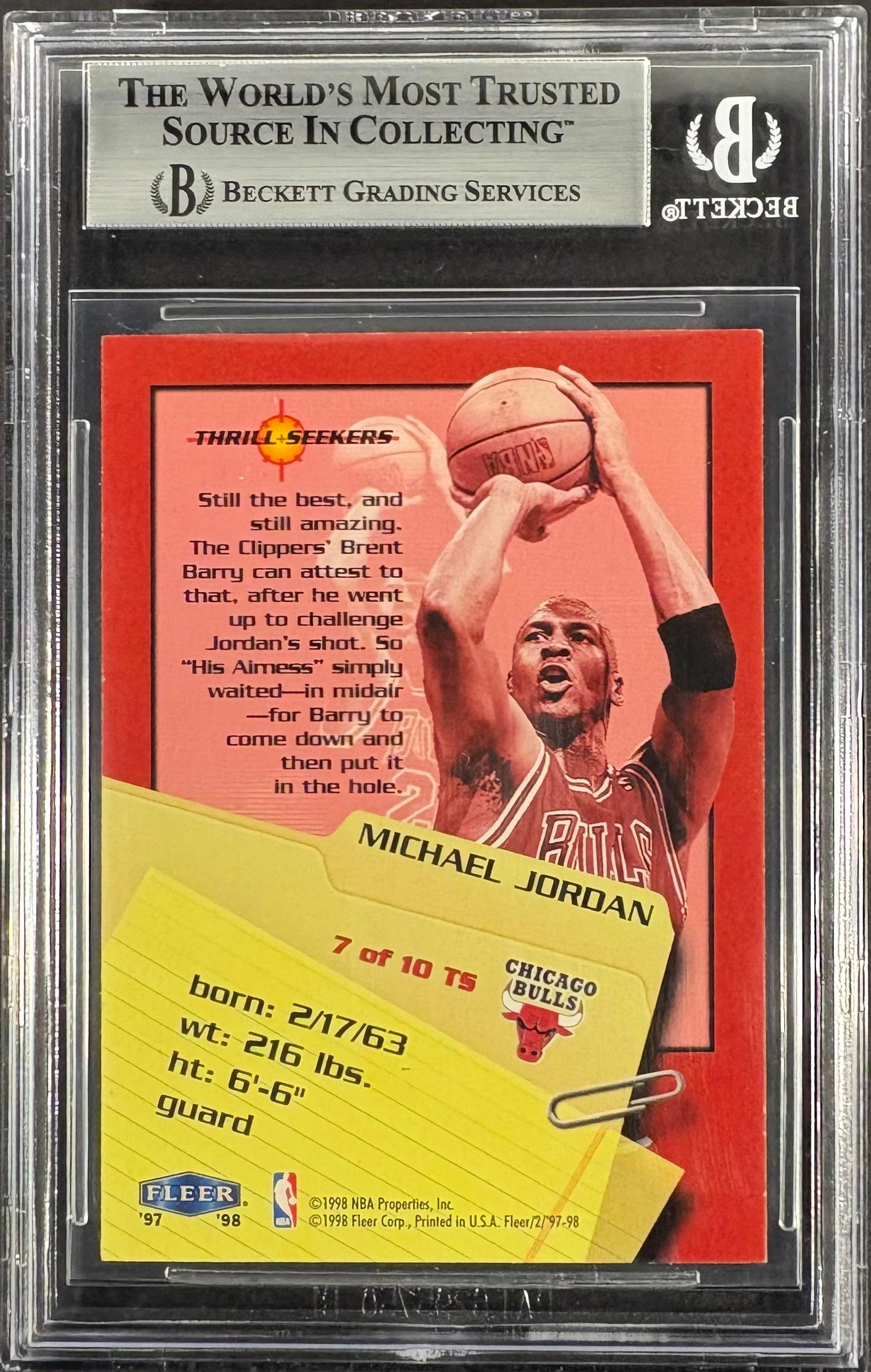 1997-98 Fleer #7TS Michael Jordan Thrill Seekers BGS 8.5