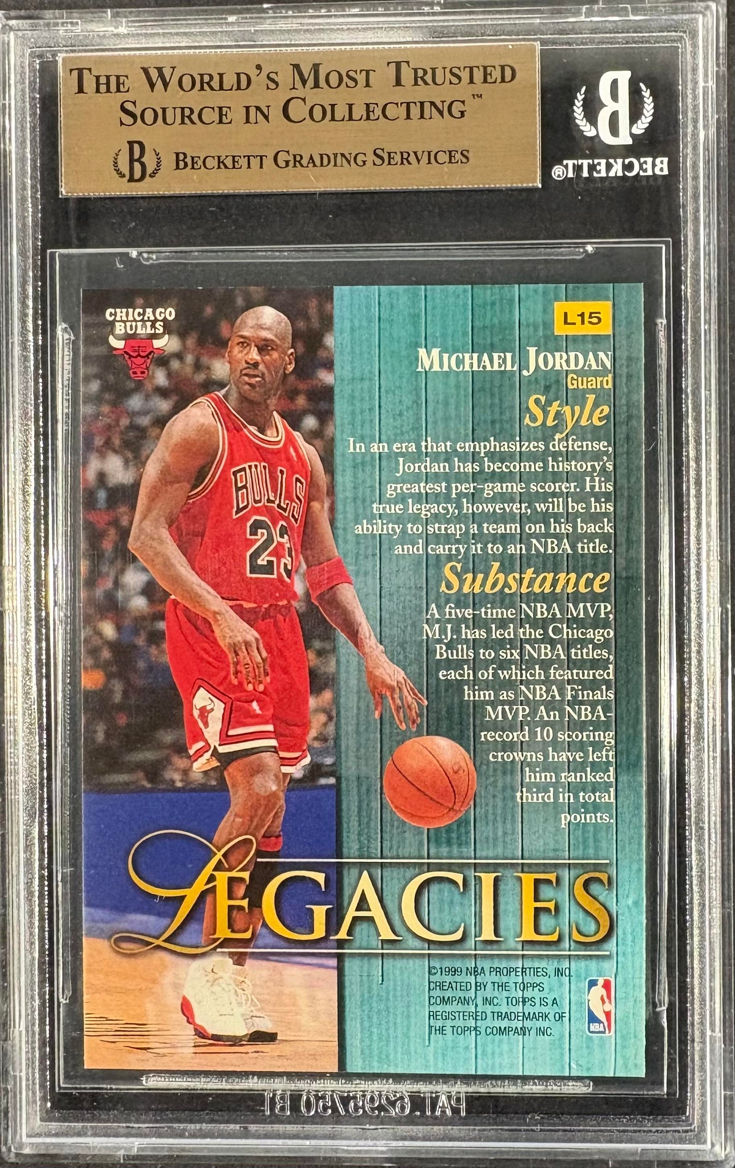 1998-99 Topps #L15 Michael Jordan Legacies BGS 9.5 GEM MINT