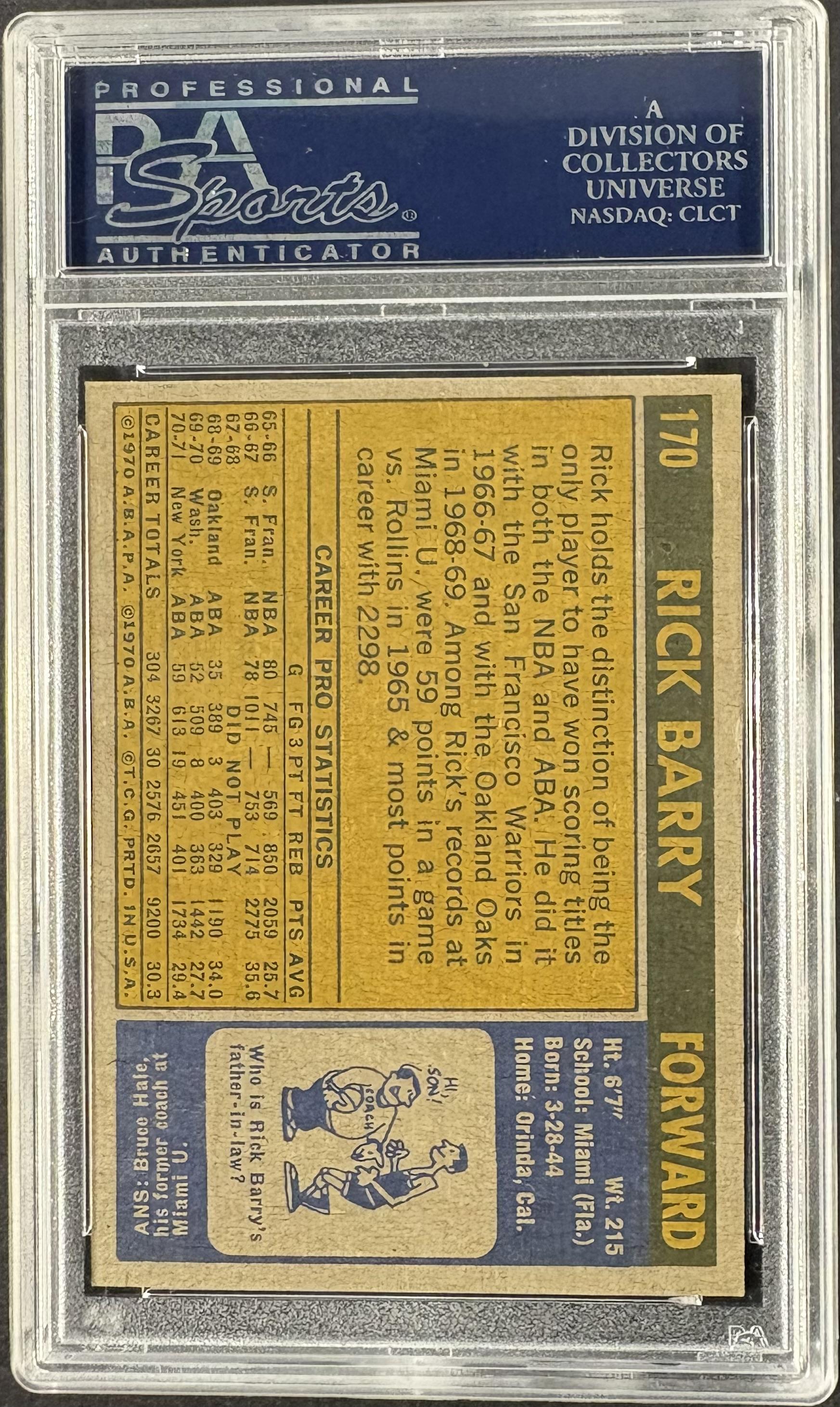 1971-72 Topps #170 Rick Barry RC Rookie PSA 8.5 NM-MT High Grade
