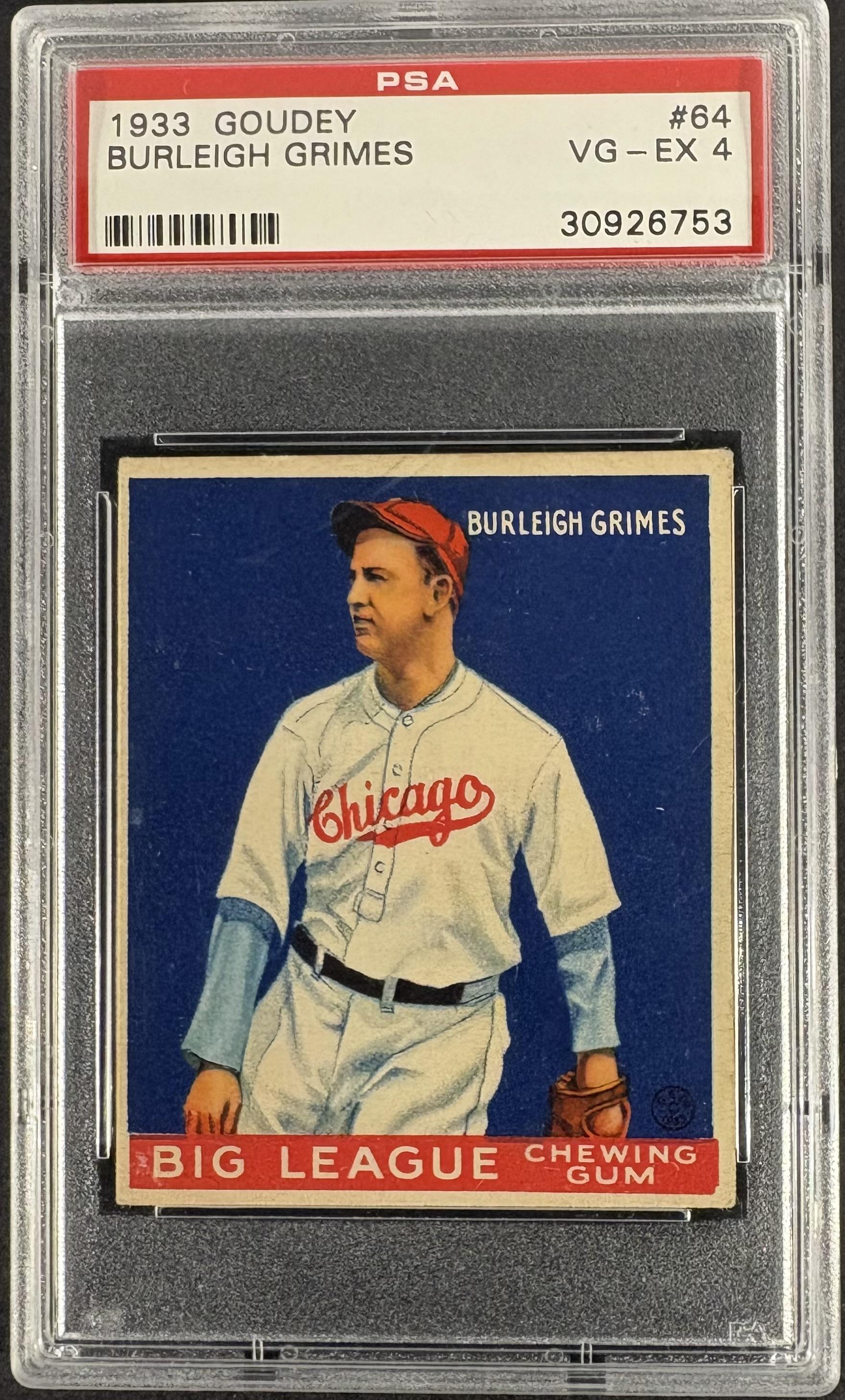 1933 Goudey (R319) #64 Burleigh Grimes PSA 4 VG-EX Nice Color