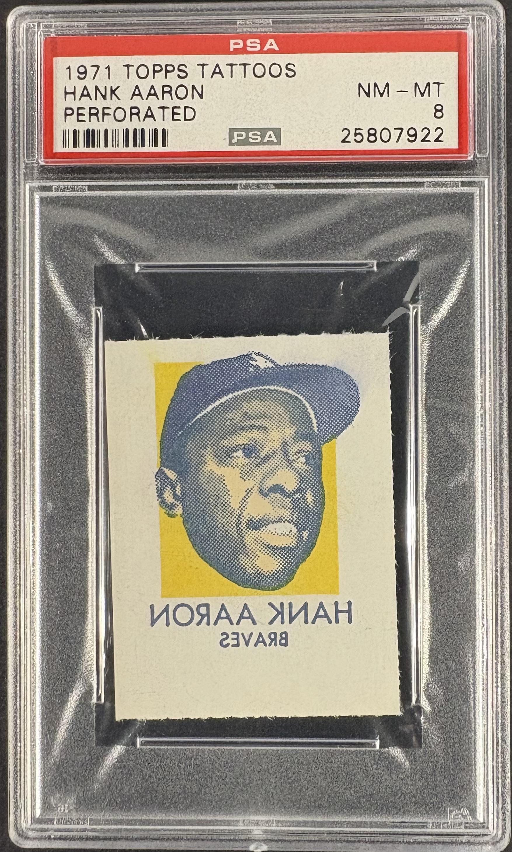 1971 Topps Tattoos Perforated Hank Aaron PSA 8 NM-MT POP 9 ONLY 6 HIGHER