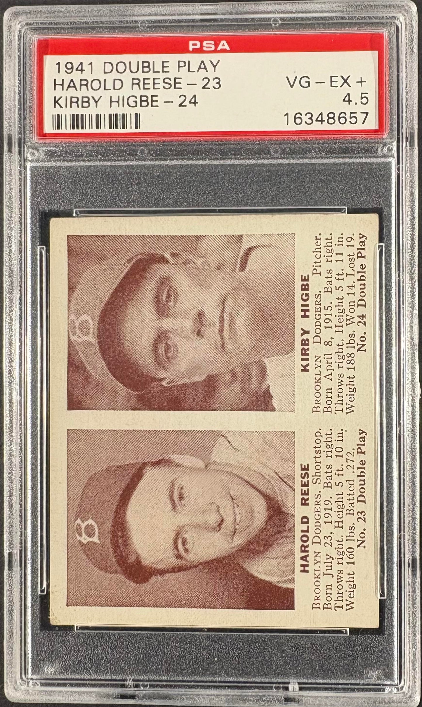 1941 Double Play (R330) #23-24 Harold PeeWee Reese Rookie PSA 4.5 Well Centered