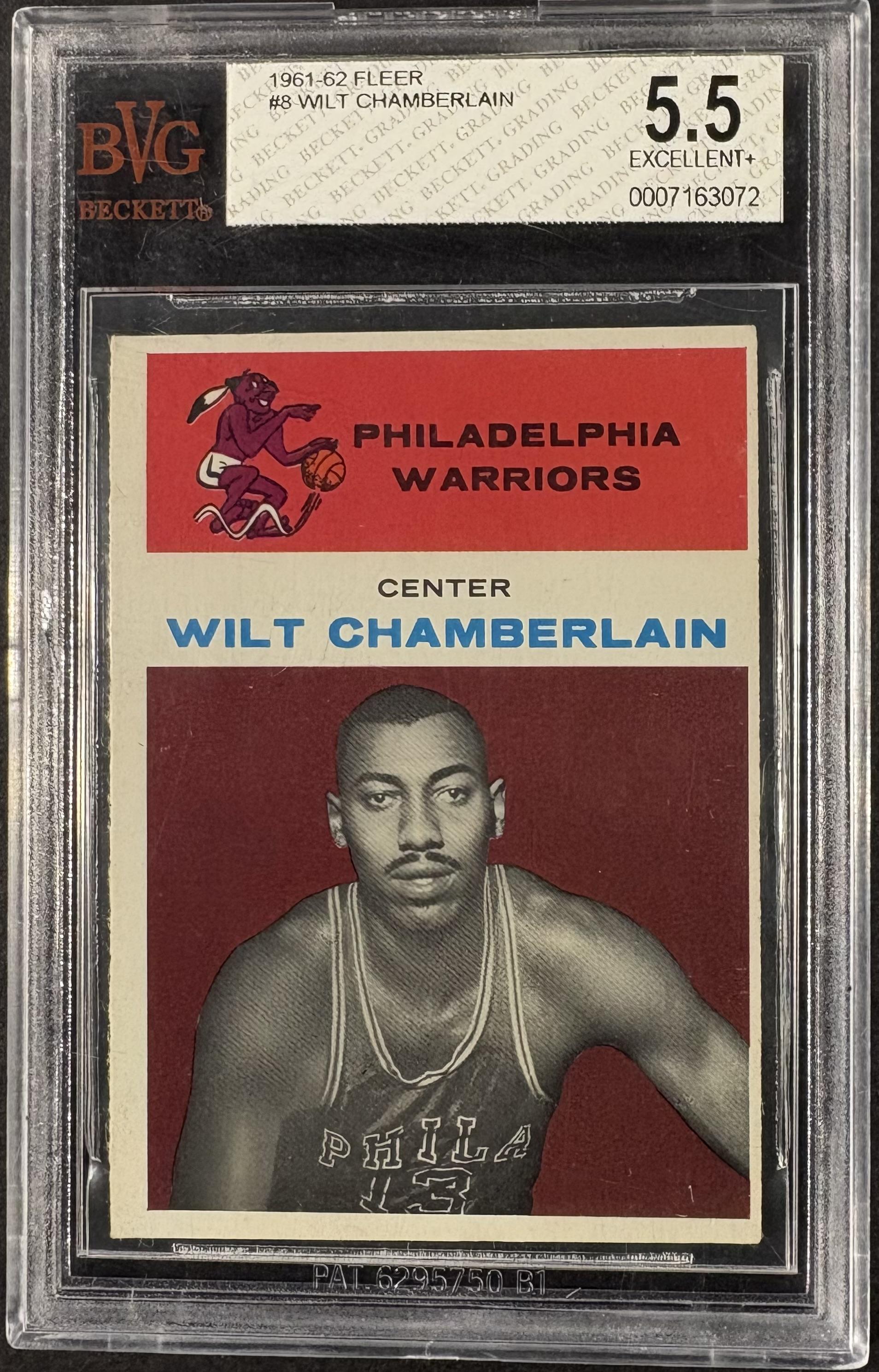 1961-62 Fleer #8 Wilt Chamberlain RC Rookie BVG 5.5 EX+ Nice Color