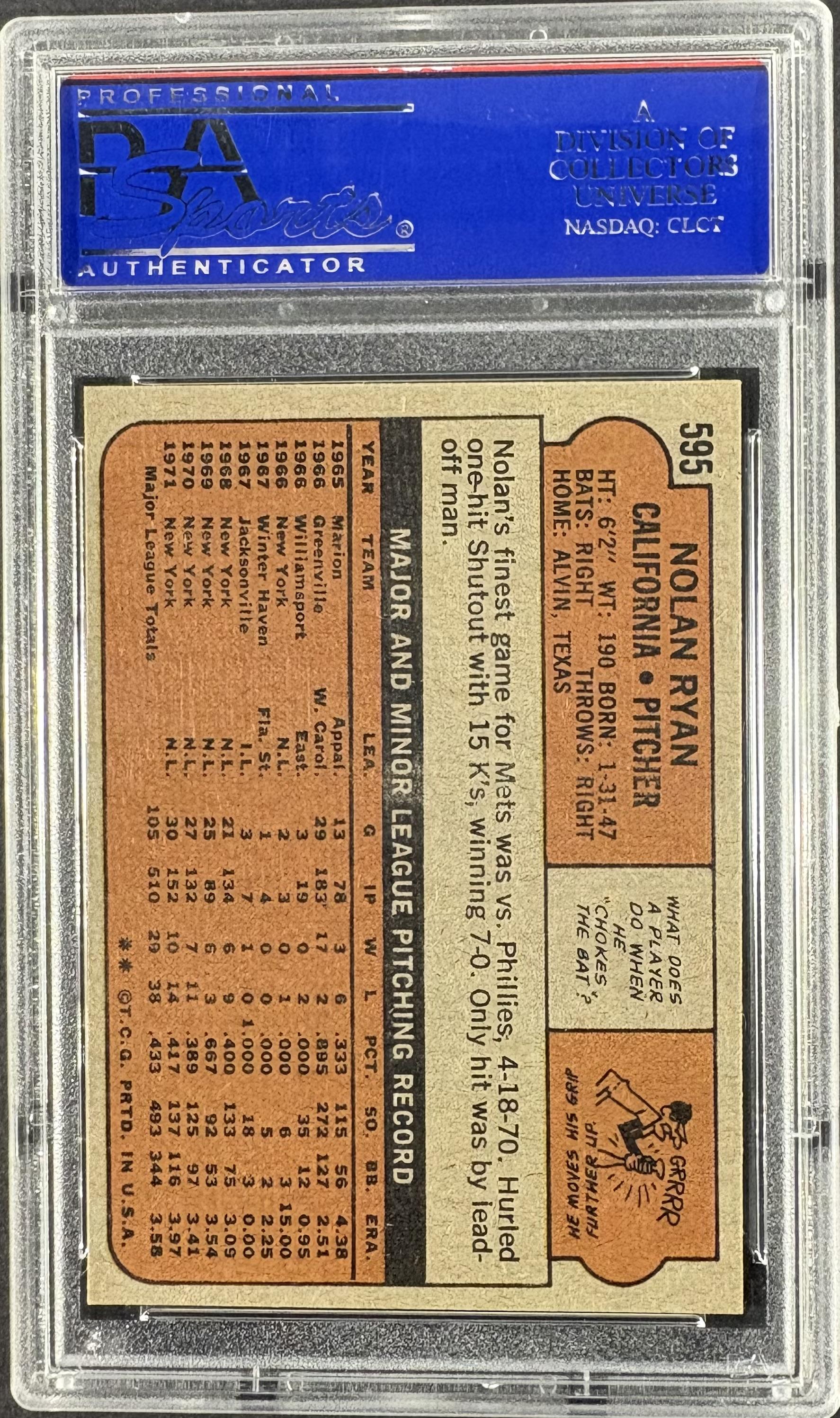 1972 Topps #595 Nolan Ryan PSA 7 NM Near Mint