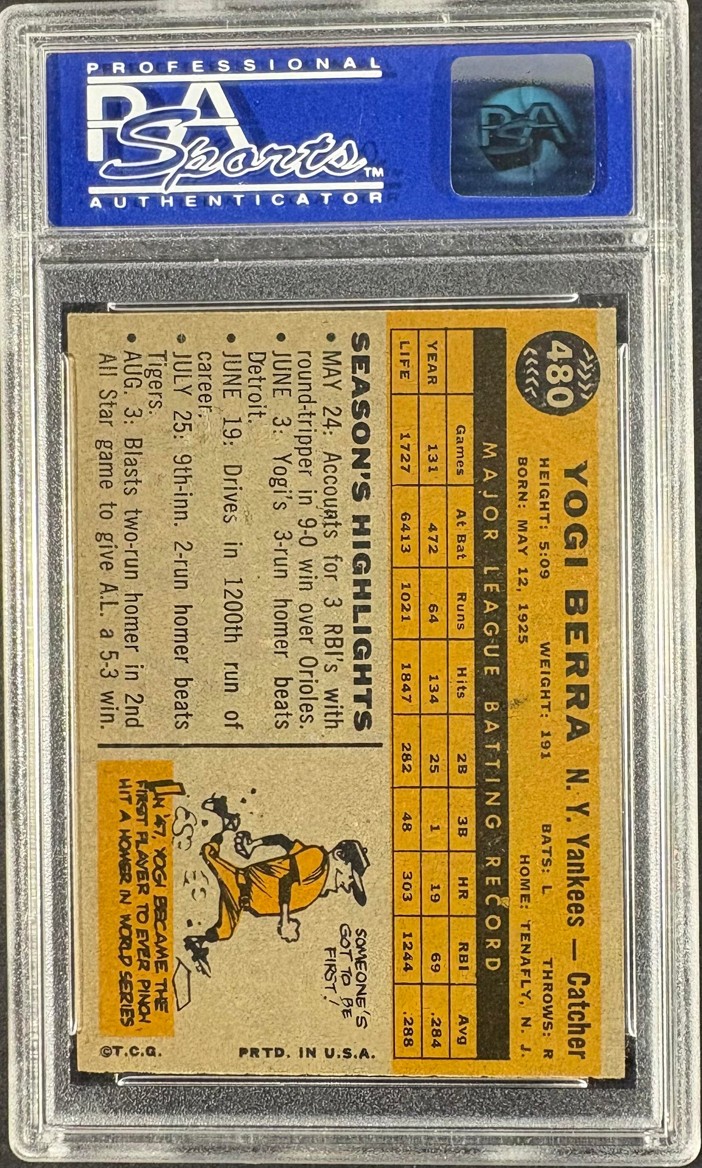 1960 Topps #480 Yogi Berra PSA 7 NM Near Mint