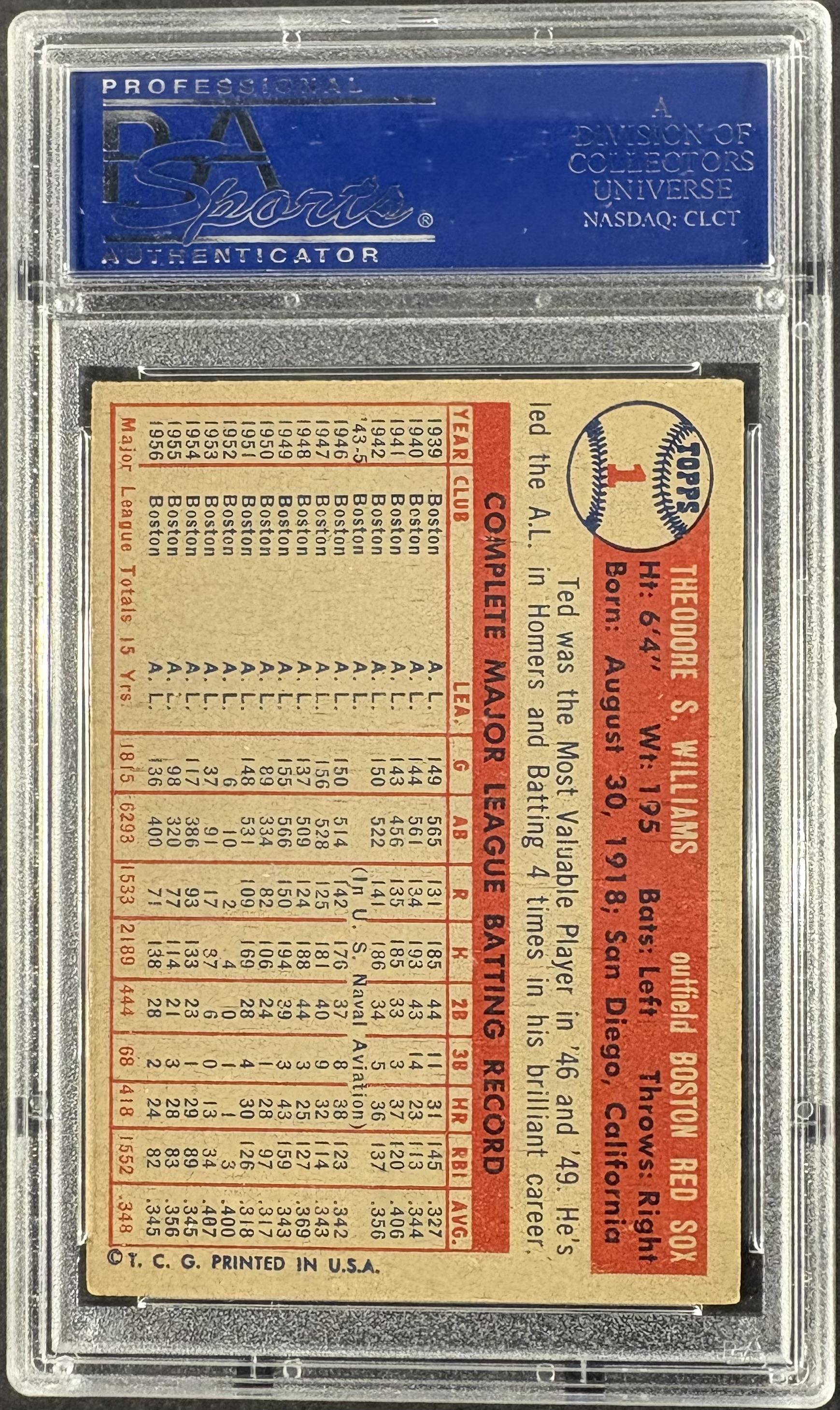 1957 Topps #1 Ted Williams PSA 5 EX