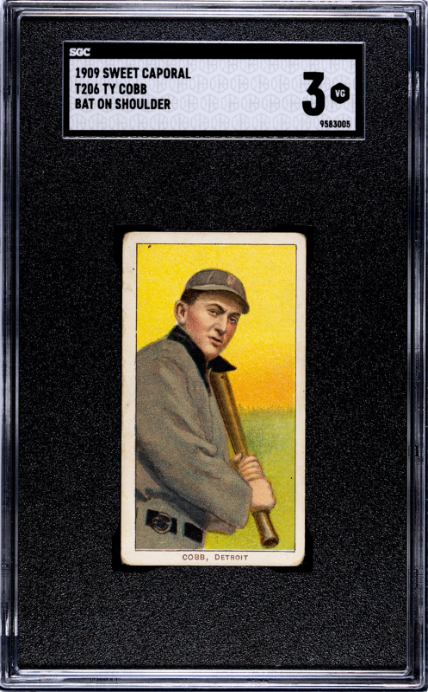 1909 T206 Sweet Caporal 150 Ty Cobb Bat On Shoulder SGC 3 VG Nice Color