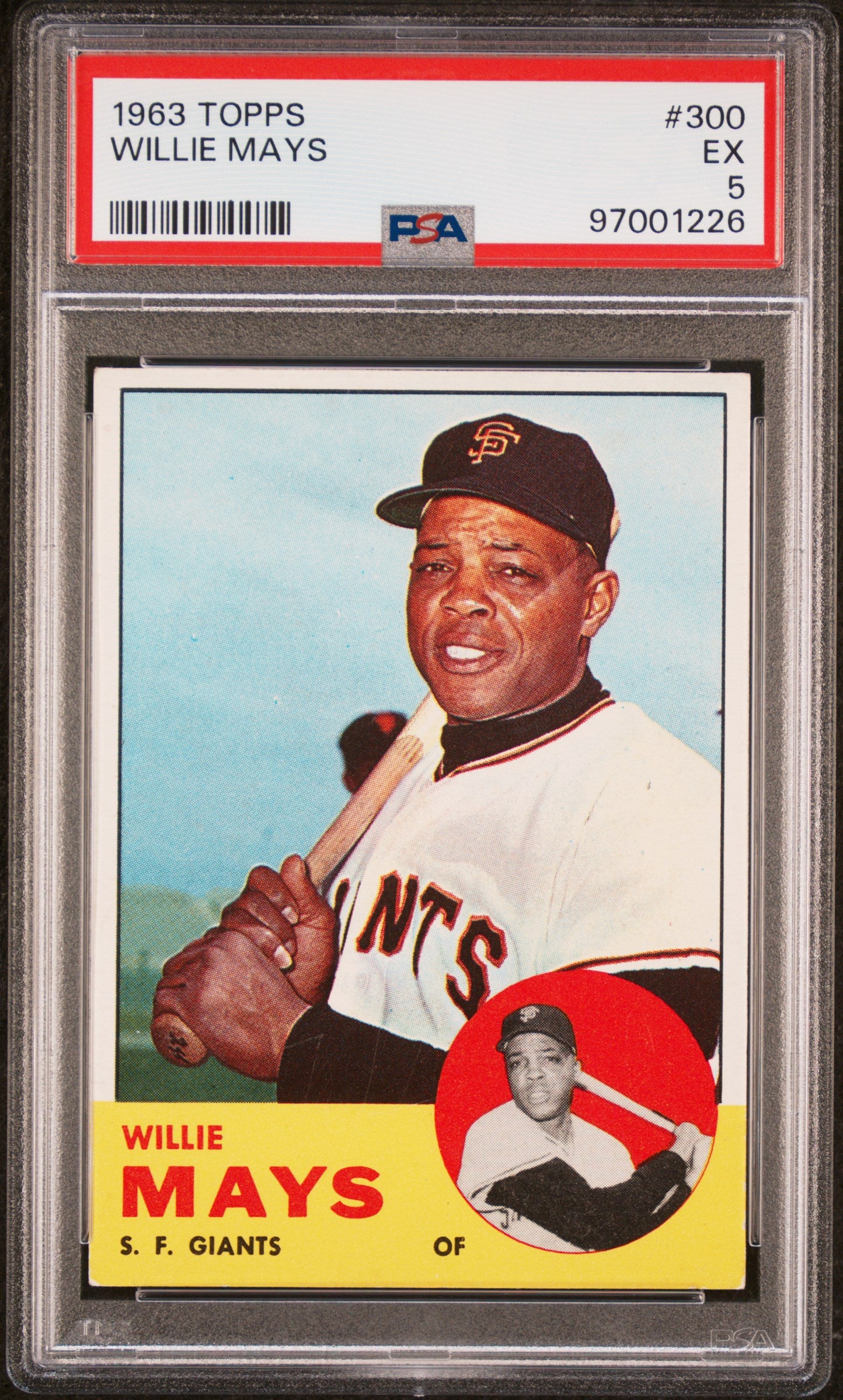 1963 Topps #300 Willie Mays PSA 5 EX CENTERED Nice Eye Appeal New Label