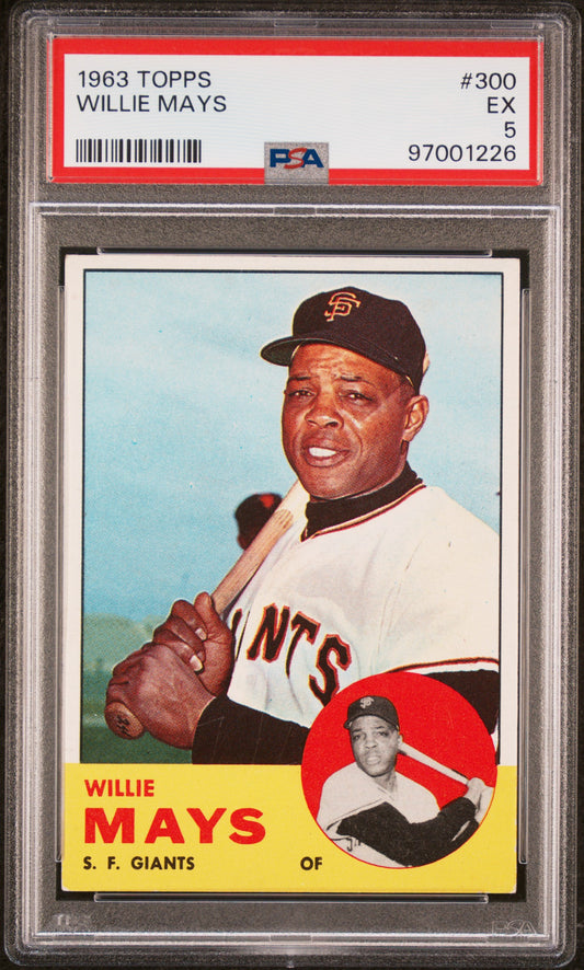 1963 Topps #300 Willie Mays PSA 5 EX CENTERED Nice Eye Appeal New Label