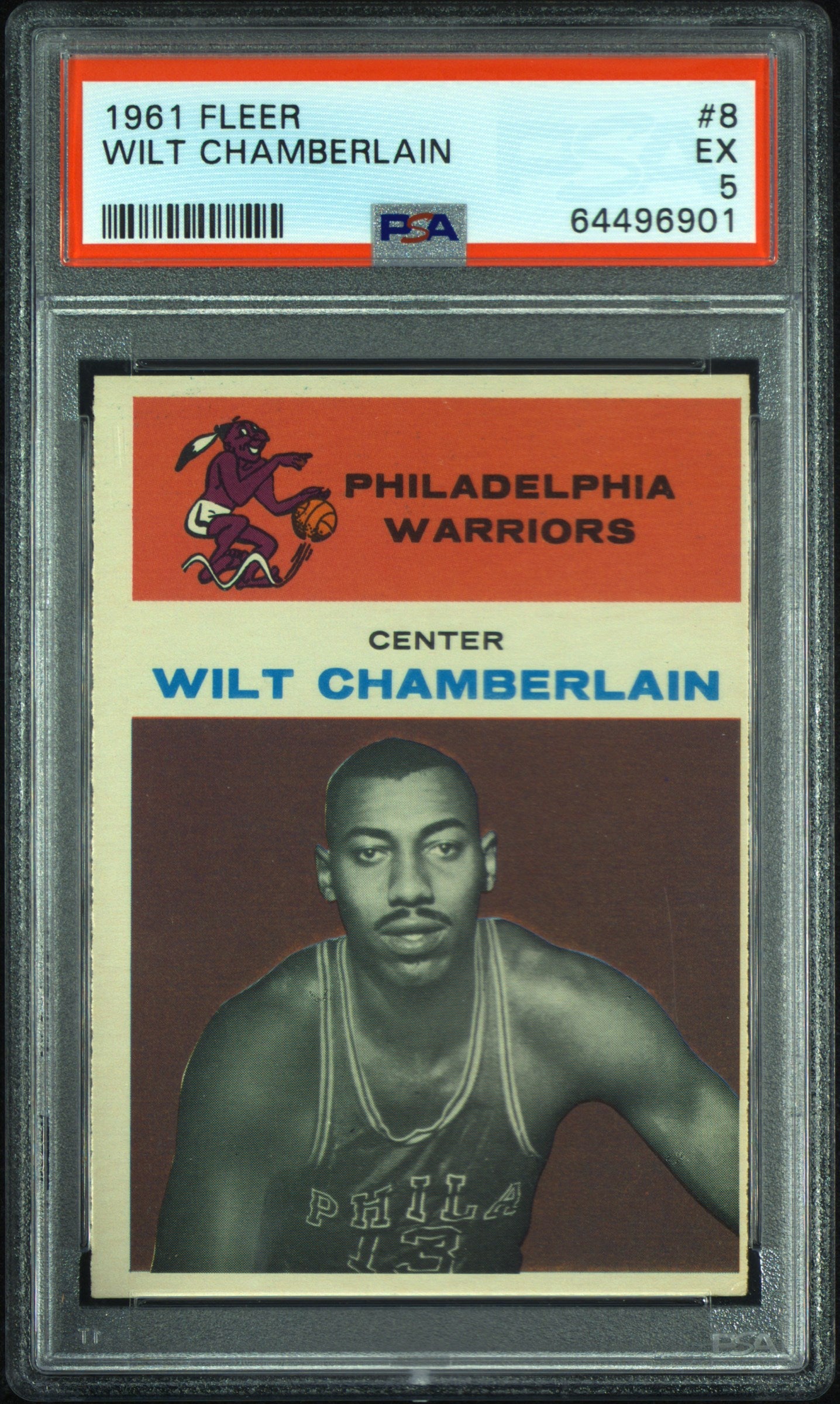 1961 Fleer #8 Wilt Chamberlain RC Rookie PSA 5 EX SHARP New Label