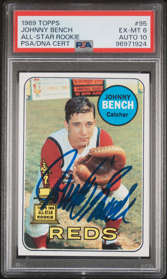 1969 Topps #95 Johnny Bench PSA 6 / 10 AUTO Autograph