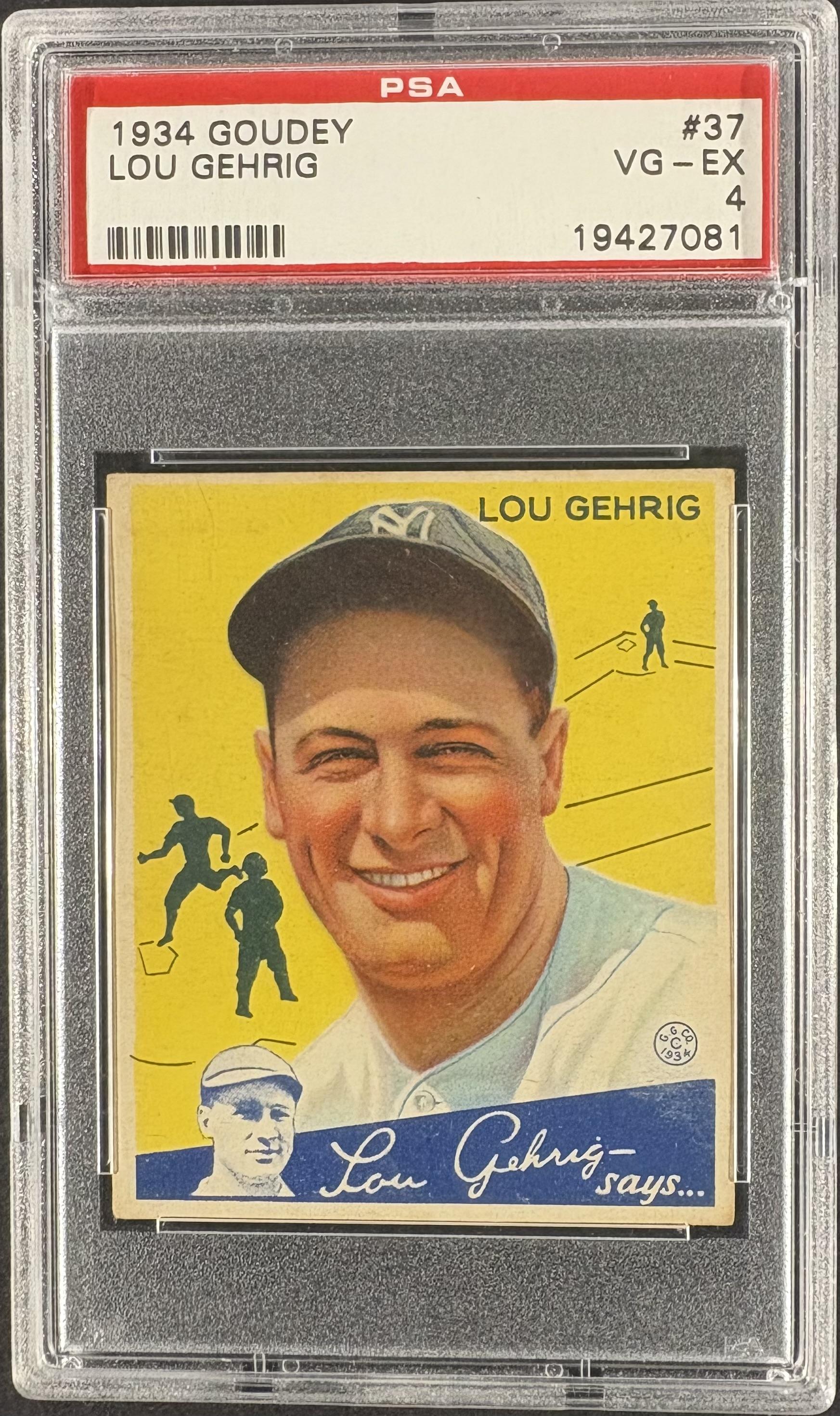 1934 Goudey (R320) #37 Lou Gehrig PSA 4 VG-EX Nice Eye Appeal