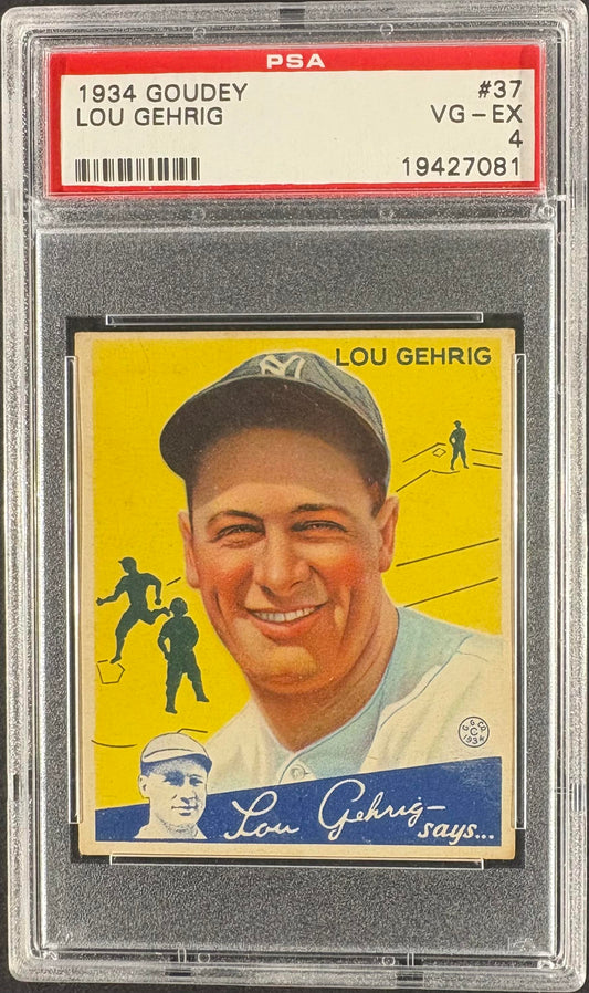 1934 Goudey (R320) #37 Lou Gehrig PSA 4 VG-EX Nice Eye Appeal