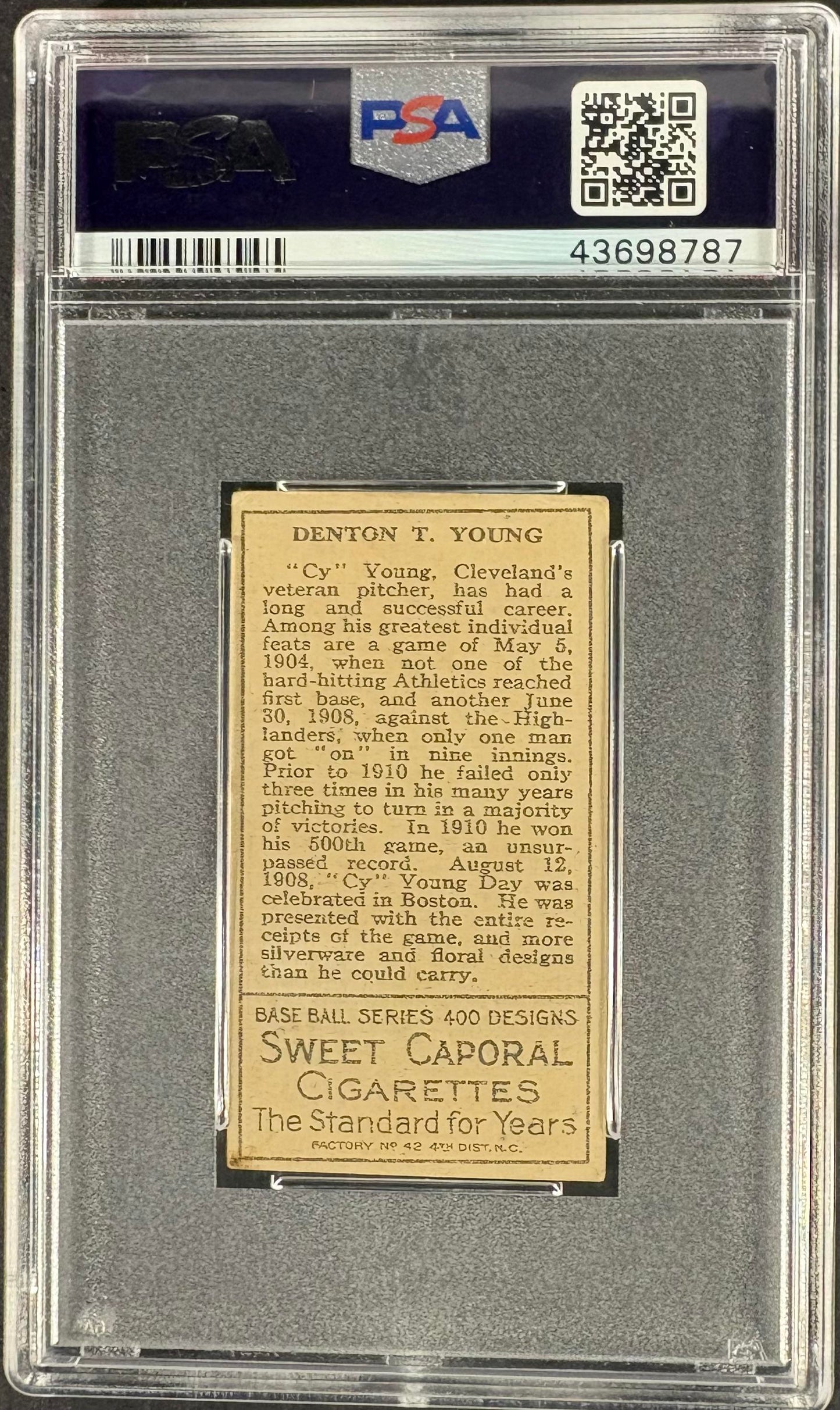 1911 T205 Gold Border Cy Young PSA 3.5 VG+ Nice Color New Label