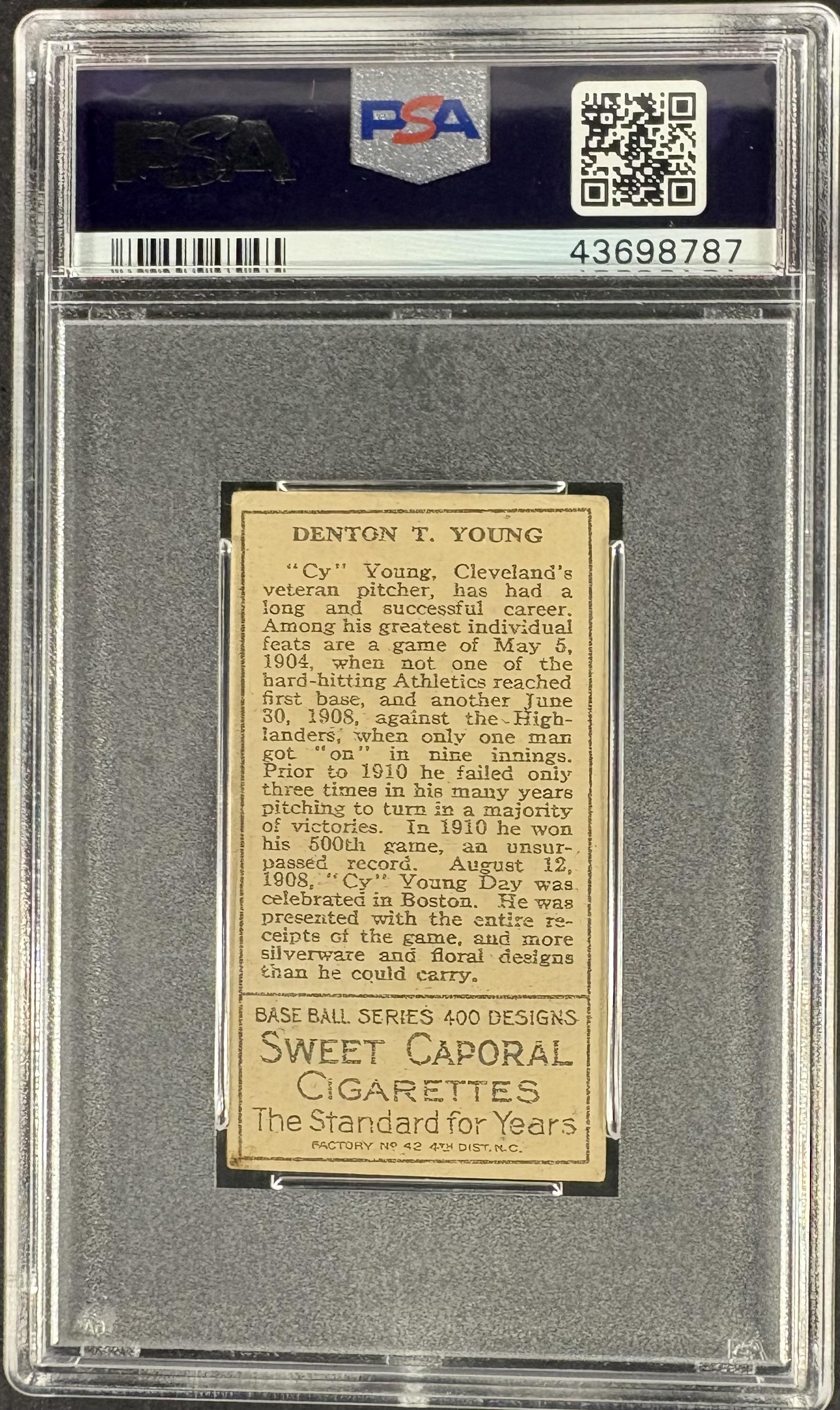 1911 T205 Gold Border Cy Young PSA 3.5 VG+ Nice Color New Label
