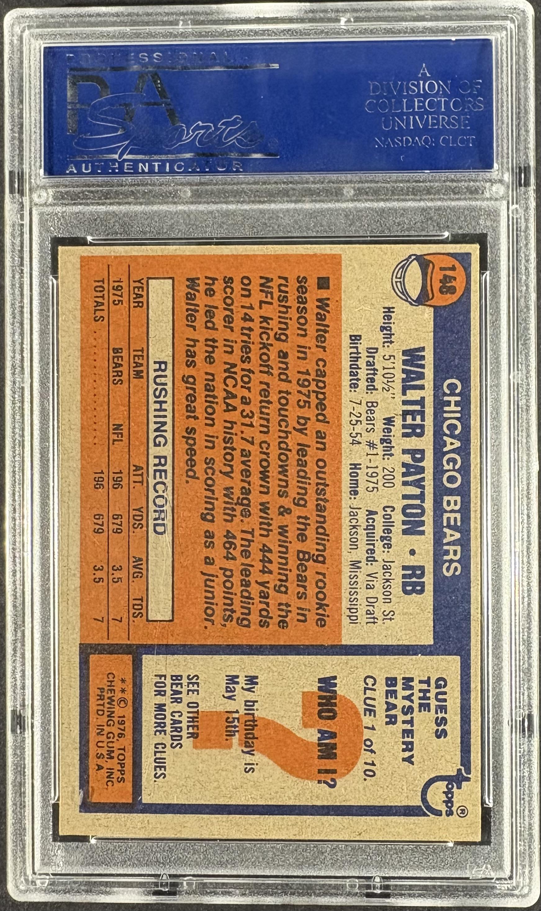 1976 Topps #148 Walter Payton RC Rookie PSA 8 NM-MT