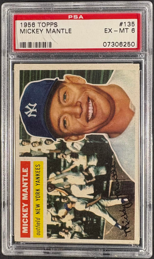1956 Topps #135 Mickey Mantle Gray Back PSA 6 EX-MT