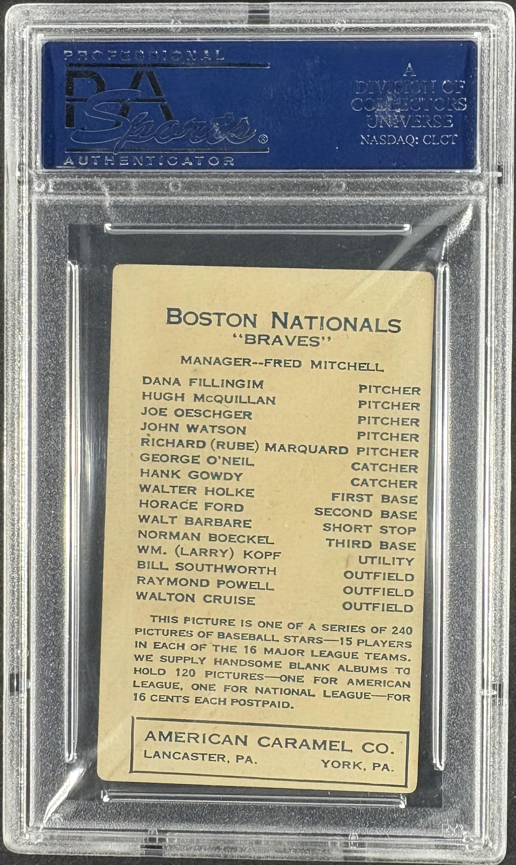1922 E120 American Caramel Series of 240 Rube Marquard PSA 3.5 VG+