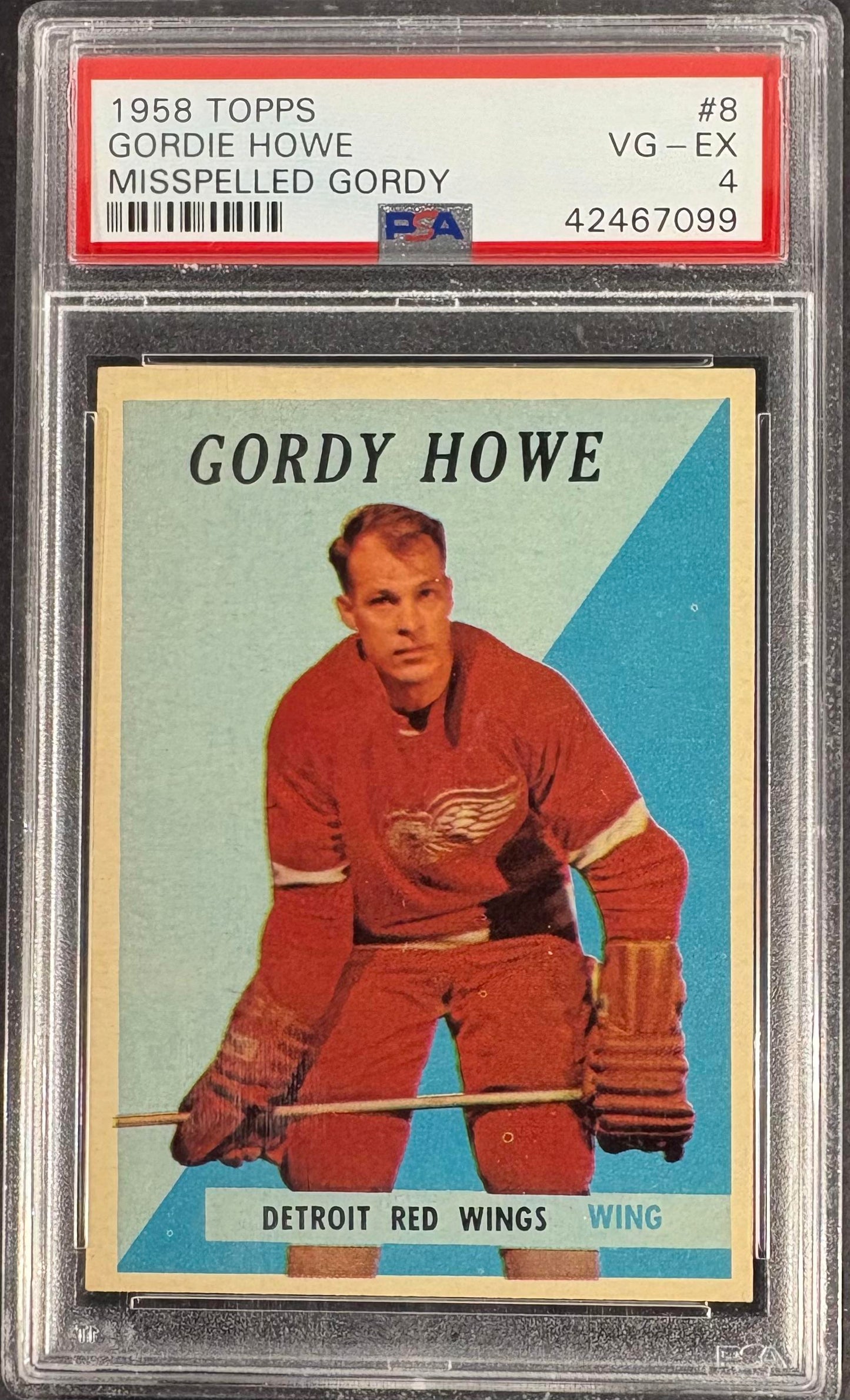 1958-59 Topps #8 Gordie Howe PSA 4 VG-EX New Label