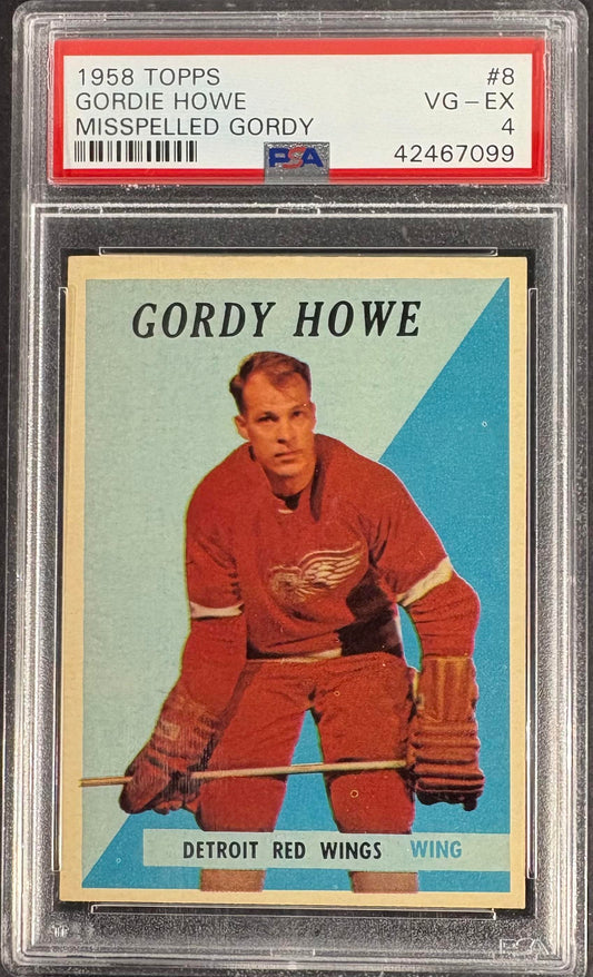 1958-59 Topps #8 Gordie Howe PSA 4 VG-EX New Label