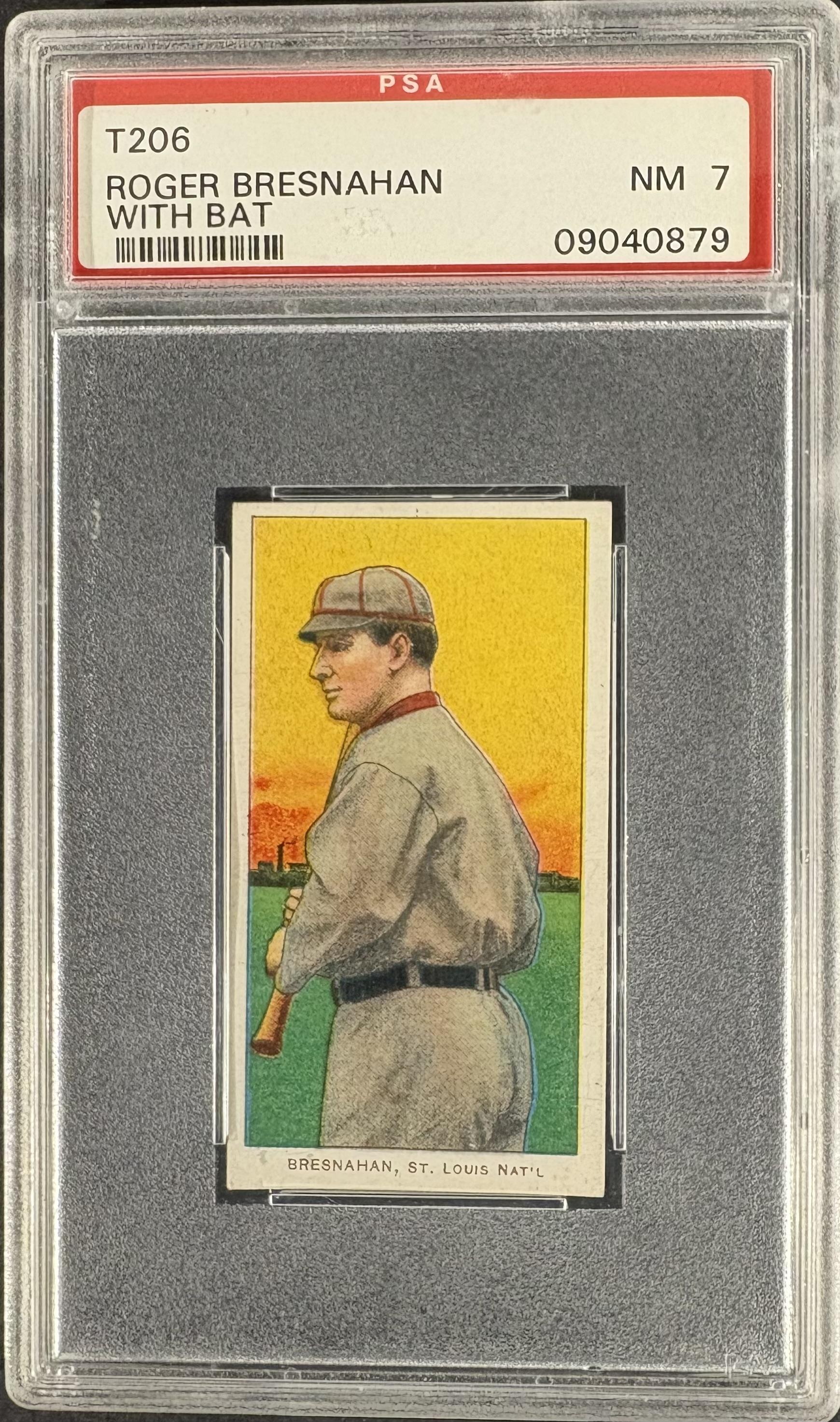 1909-11 T206 Piedmont 350/25 Roger Bresnahan PSA 7 NM High Grade