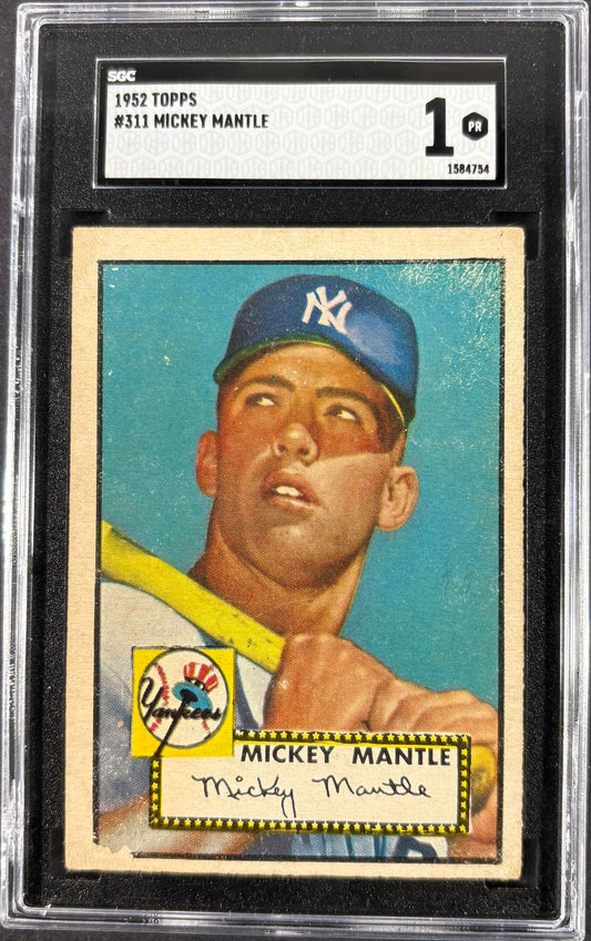 1952 Topps #311 Mickey Mantle SGC 1 Nice Eye Appeal