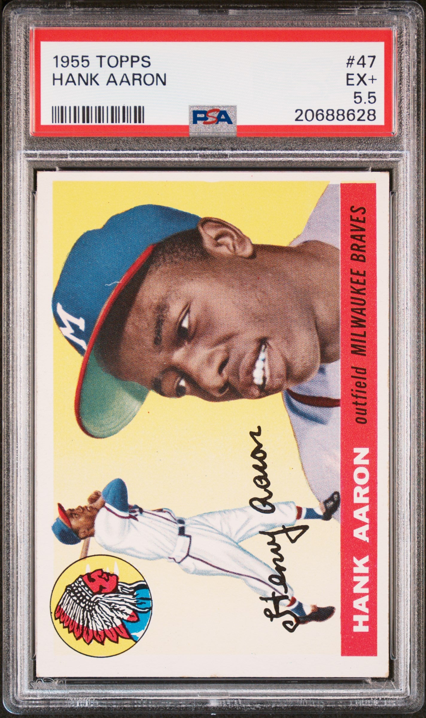 1955 Topps #47 Hank Aaron PSA 5.5 EX+ New Label