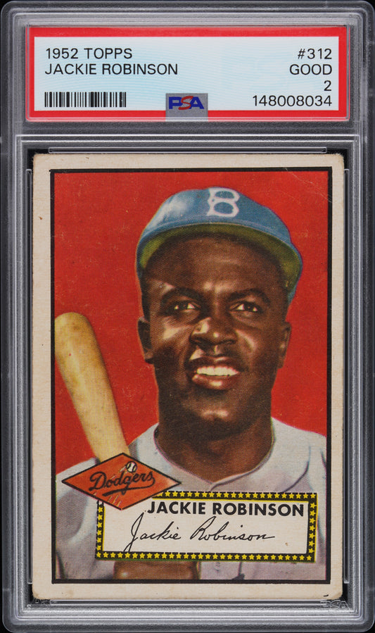 1952 Topps #312 Jackie Robinson PSA 2 GD Nice Color New Label