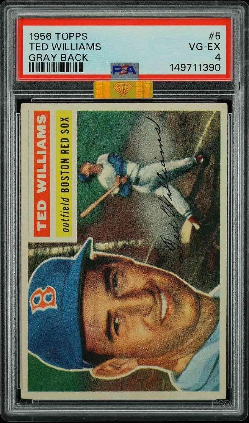 1956 Topps #5 Ted Williams White Back PSA 4 MBA GOLD DIAMOND TOP EYE APPEAL