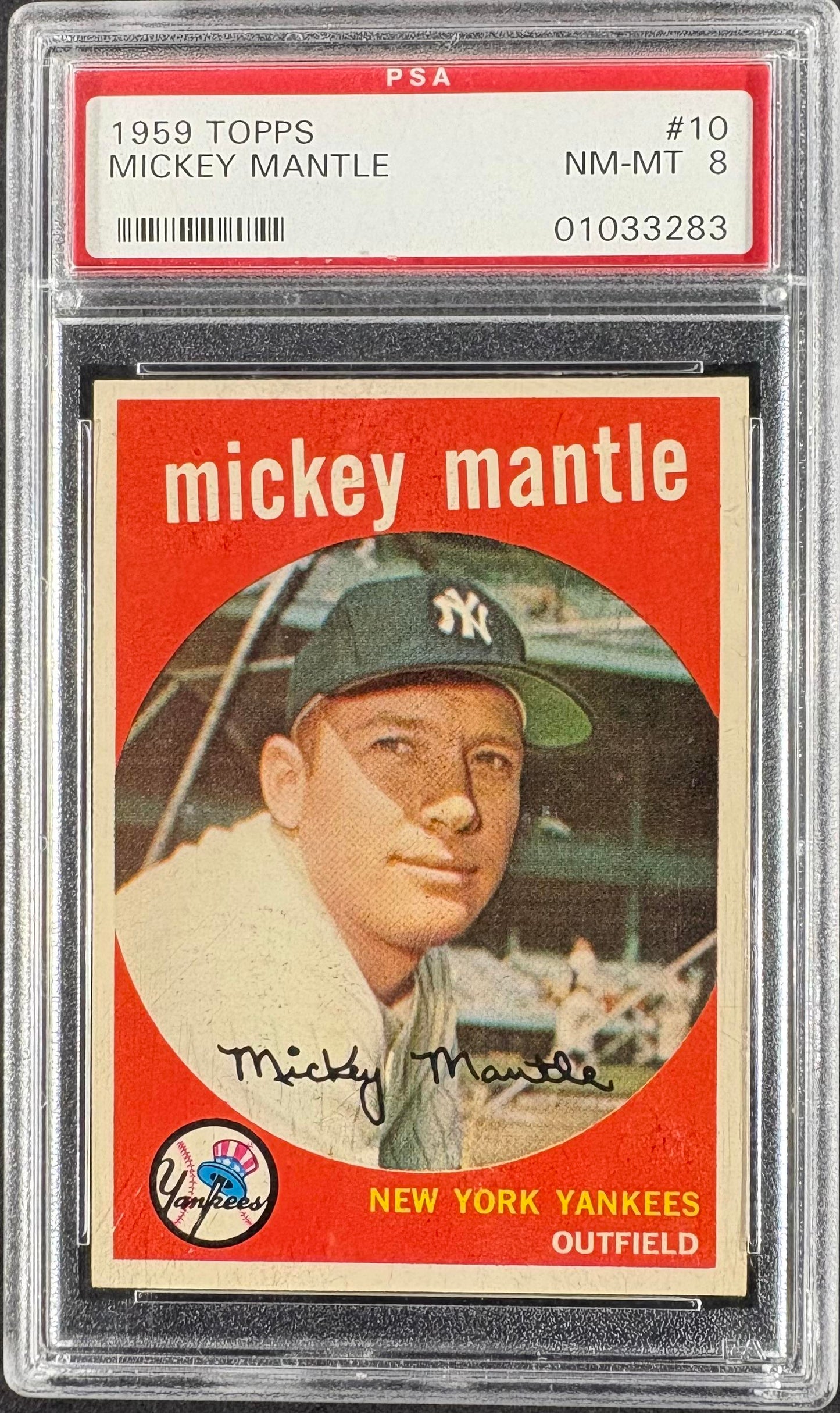 1959 Topps #10 Mickey Mantle PSA 8 NM-MT Nice Color High Grade