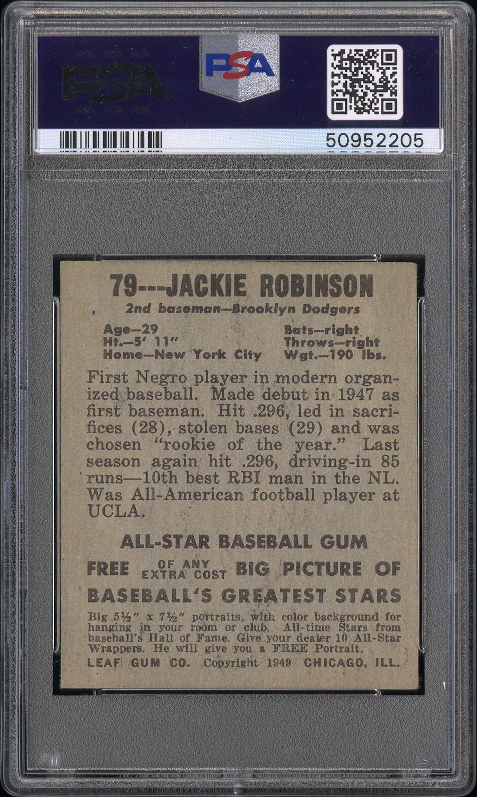 1948 Leaf #79 Jackie Robinson RC Rookie PSA 5.5 EX+ PWCC-A Top 30% Eye Appeal