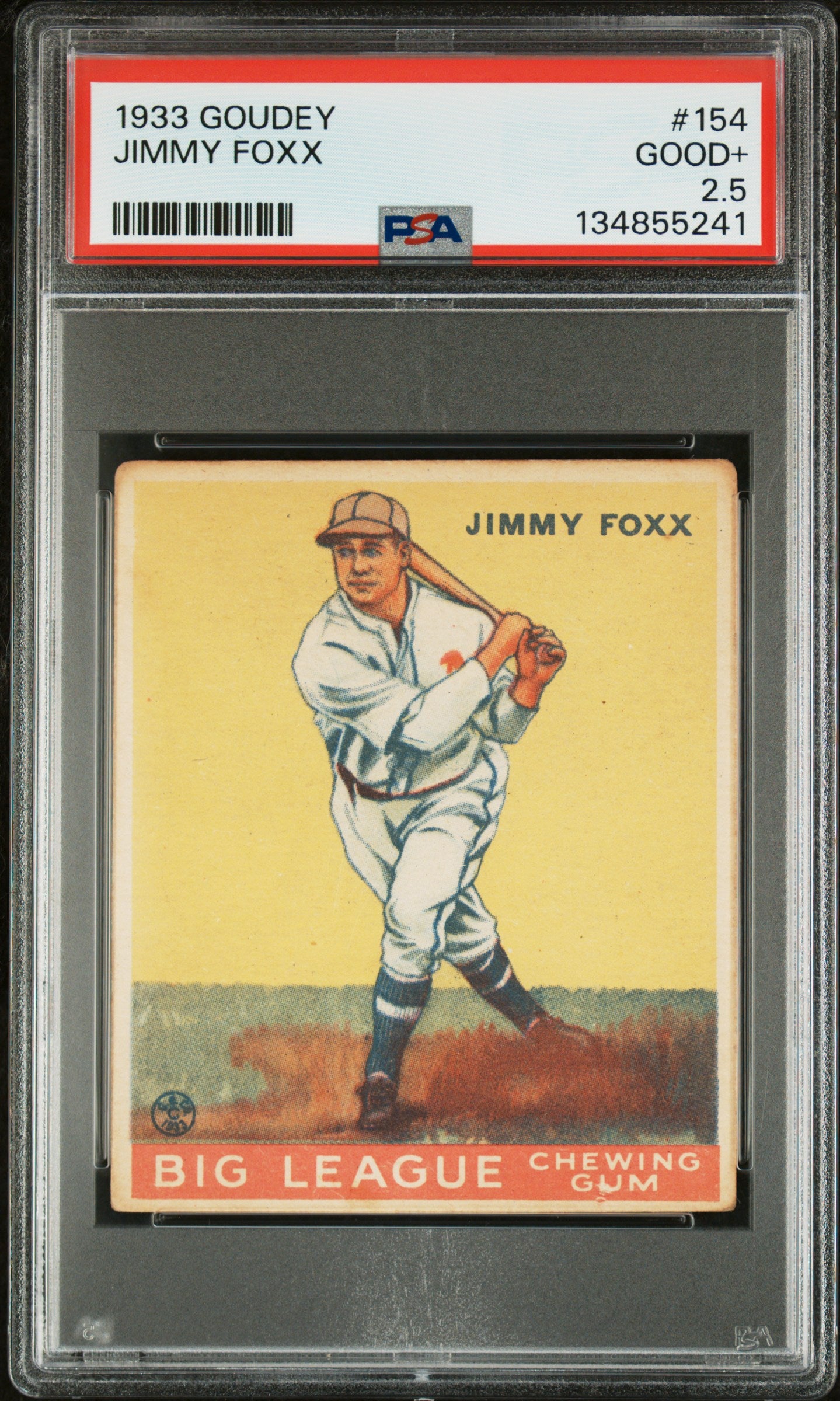 1933 Goudey #154 Jimmy Jimmie Foxx PSA 2.5 GD+ New Label