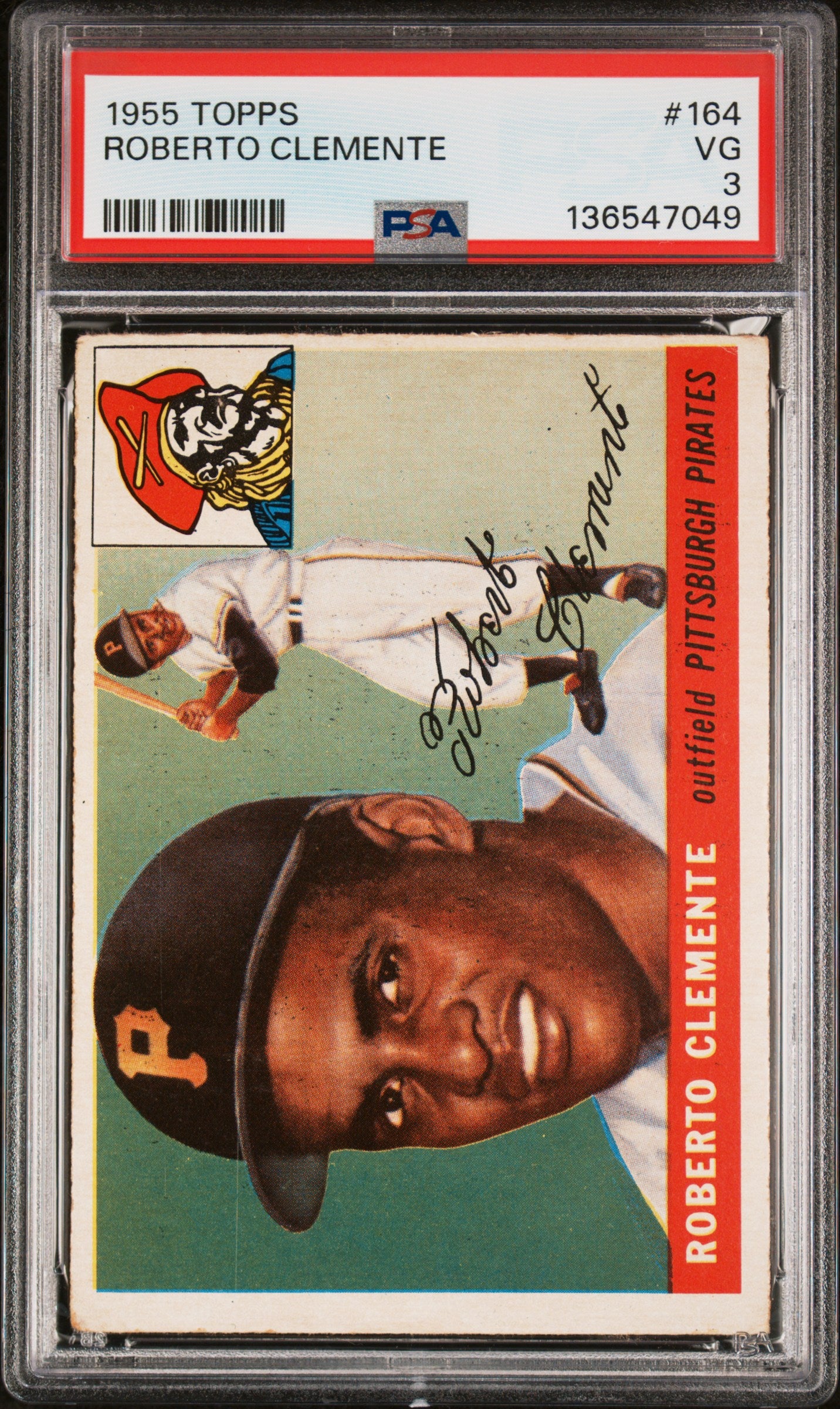 1955 Topps #164 Roberto Clemente RC Rookie PSA 3 VG New Label