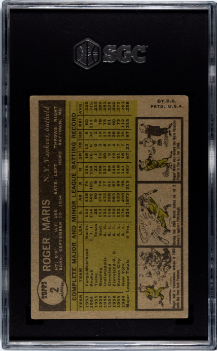 1961 Topps #2 Roger Maris SGC 4 VG-EX