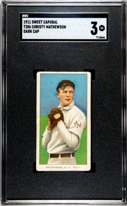 1911 T206 Sweet Caporal 460 Christy Mathewson Dark Cap SGC 3 VG Nice Eye Appeal