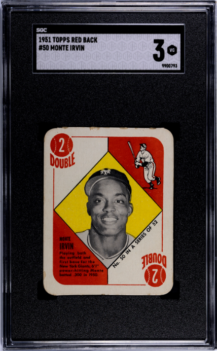 1951 Topps Red Back #50 Monte Irvin RC Rookie SGC 3 VG