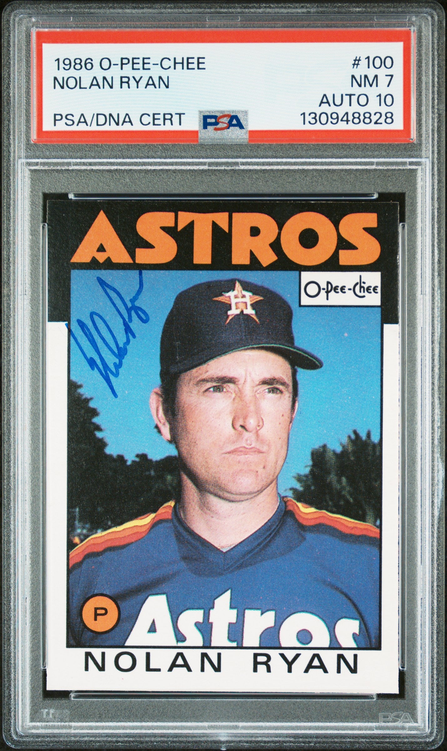 1986 O-Pee-Chee #100 Nolan Ryan PSA 7 / 10 AUTO Autograph