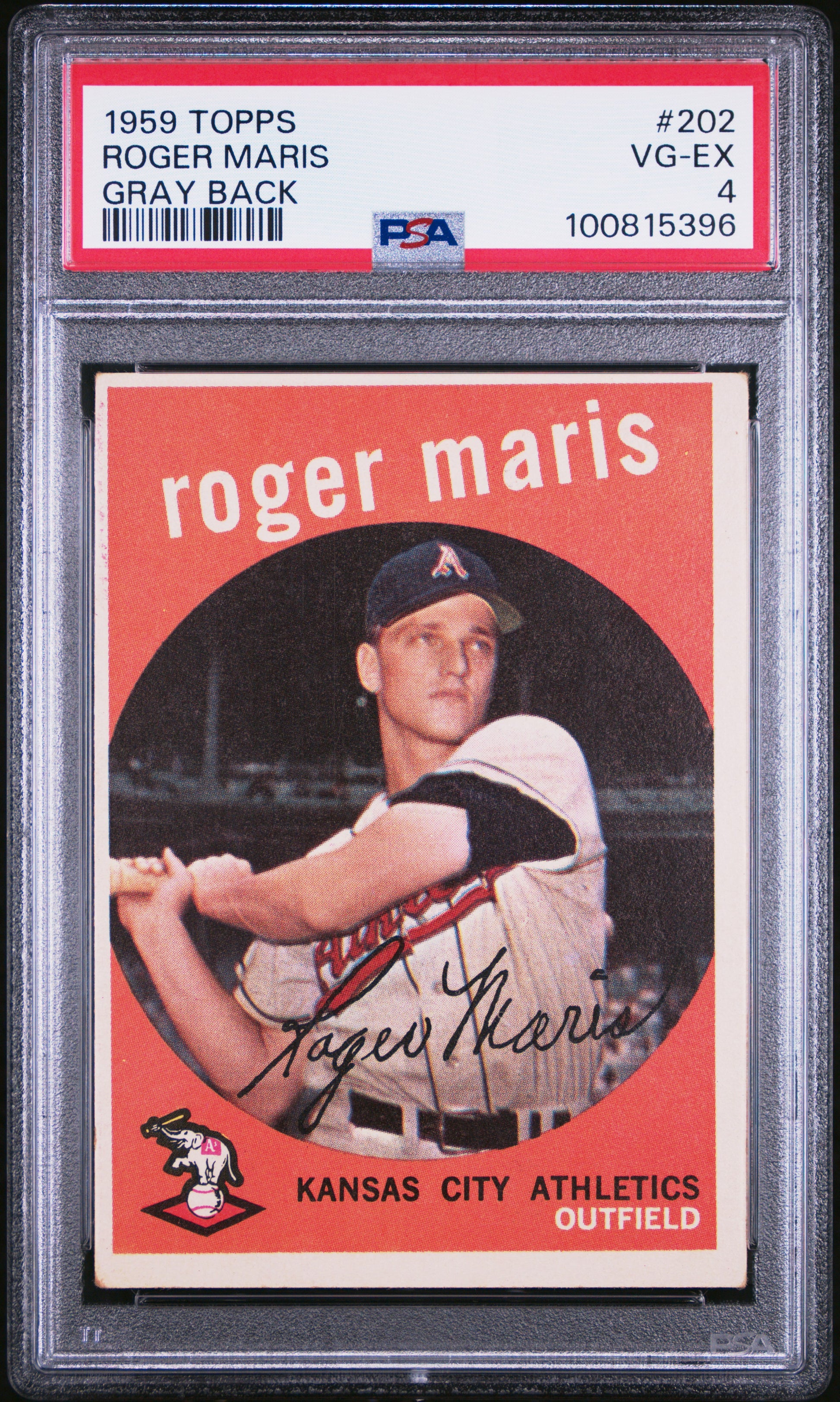 1959 Topps #202 Roger Maris Gray Back PSA 4 VG-EX New Label
