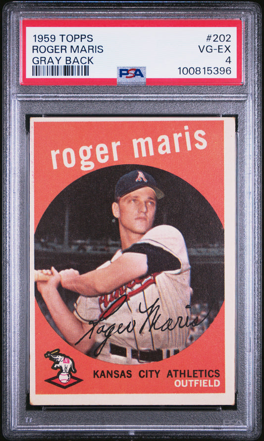 1959 Topps #202 Roger Maris Gray Back PSA 4 VG-EX New Label