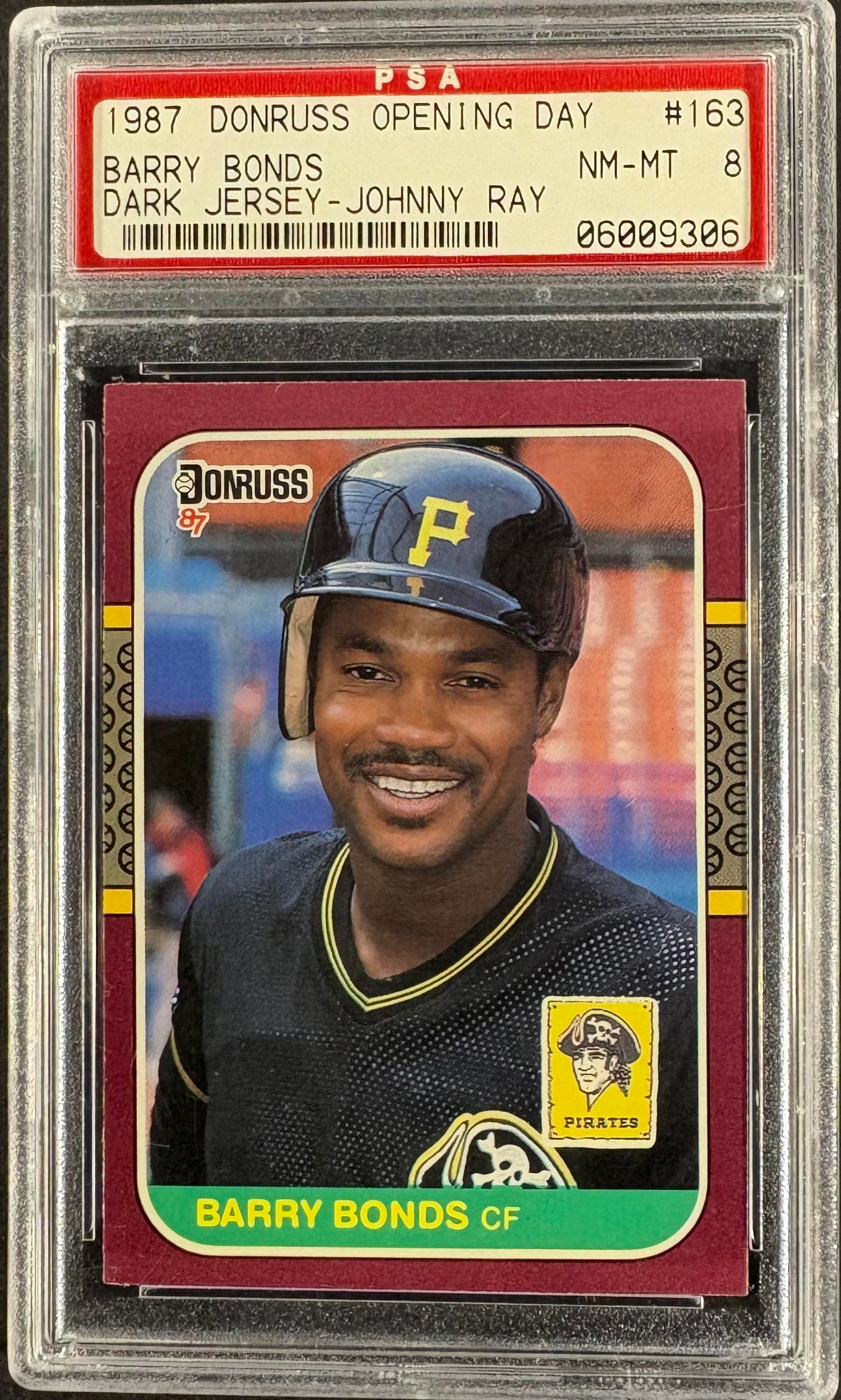 1987 Donruss Opening Day #163 Barry Bonds ERROR Johnny Ray PSA 8 NM-MT