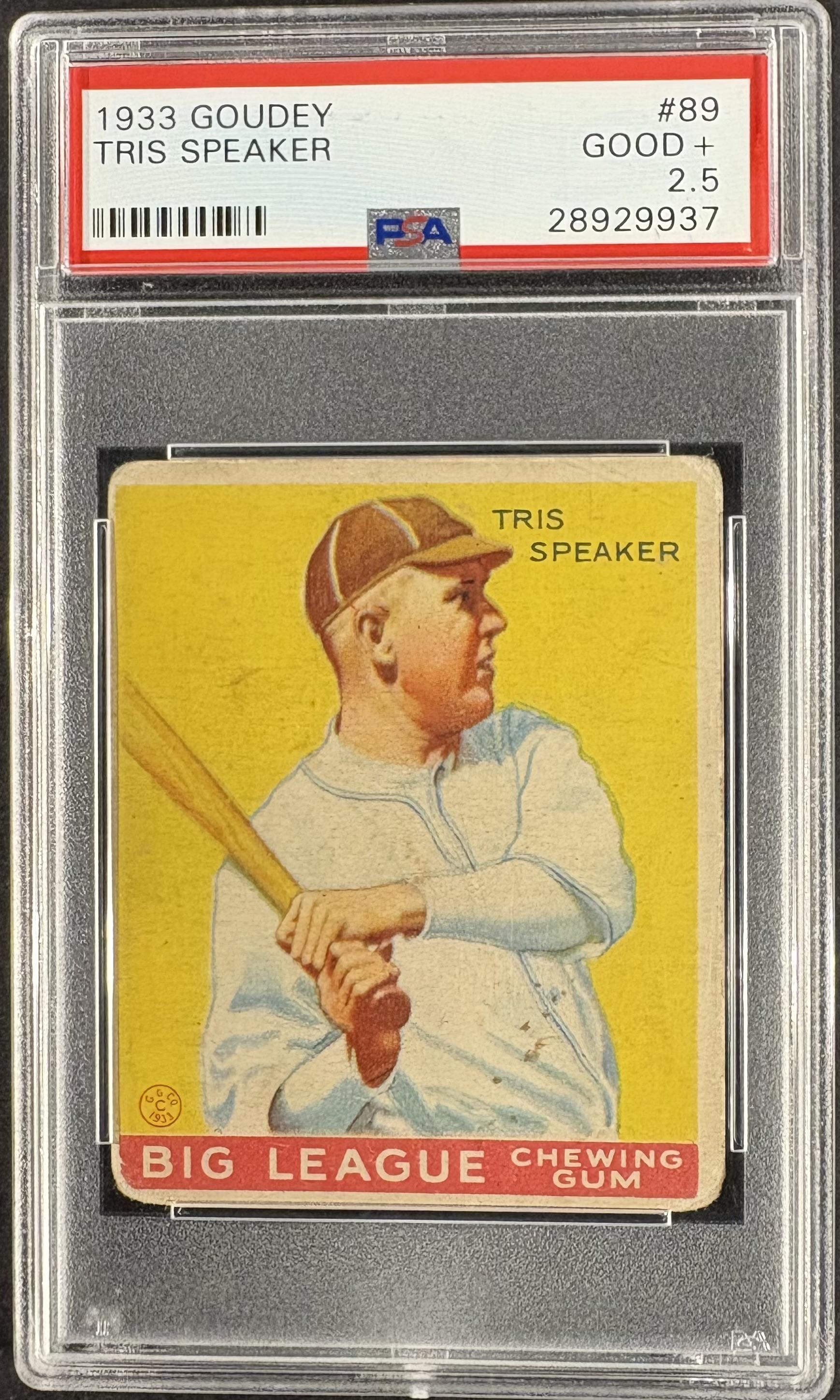1933 Goudey (R319) #89 Tris Speaker PSA 2.5 GD+ Nice Color New Label