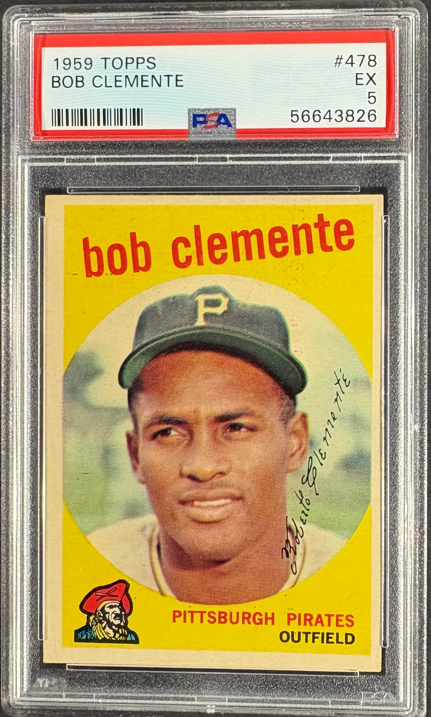 1959 Topps #478 Bob Roberto Clemente PSA 5 EX New Label