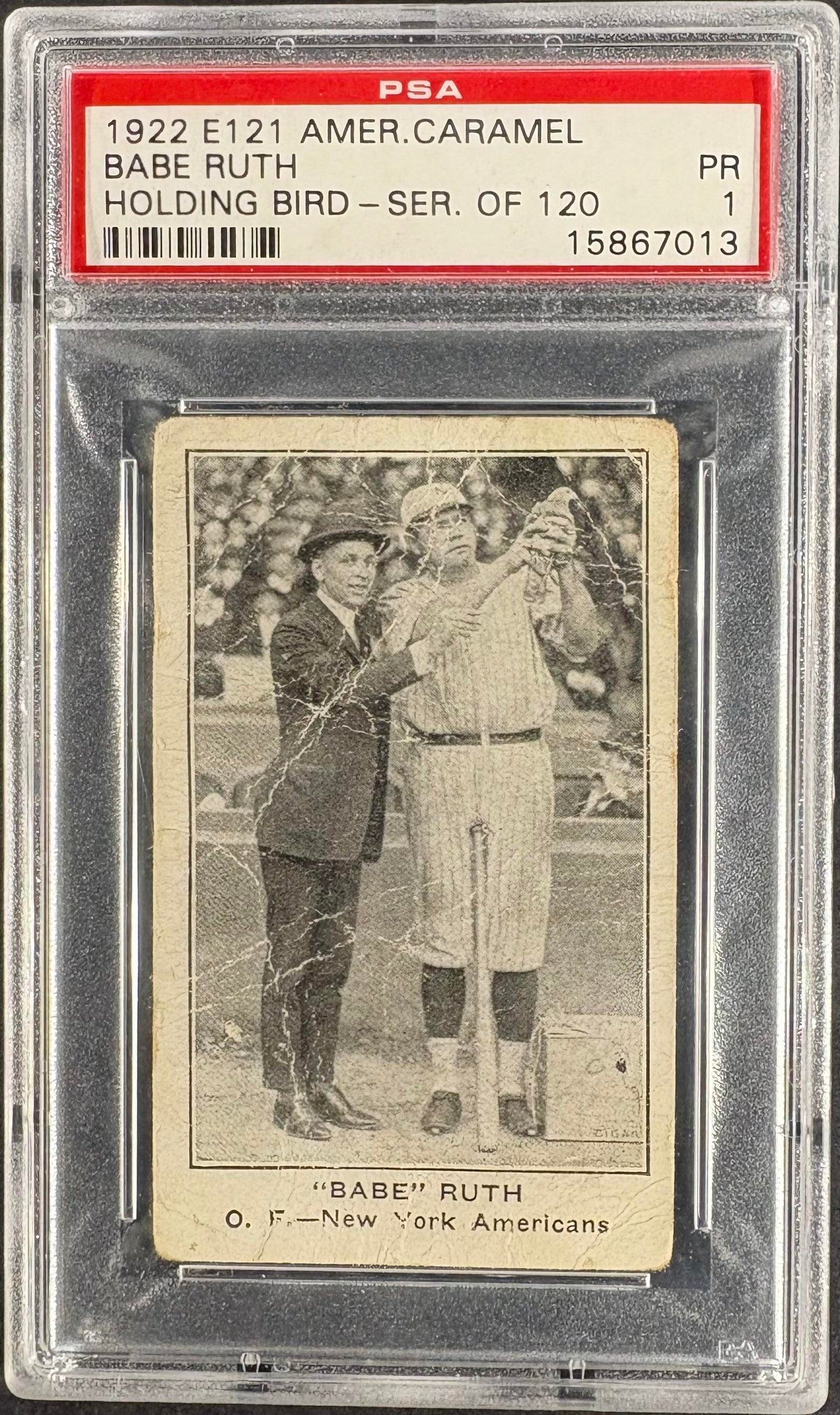 1922 E121 American Caramel Series of 120 Babe Ruth Holding Bird PSA 1